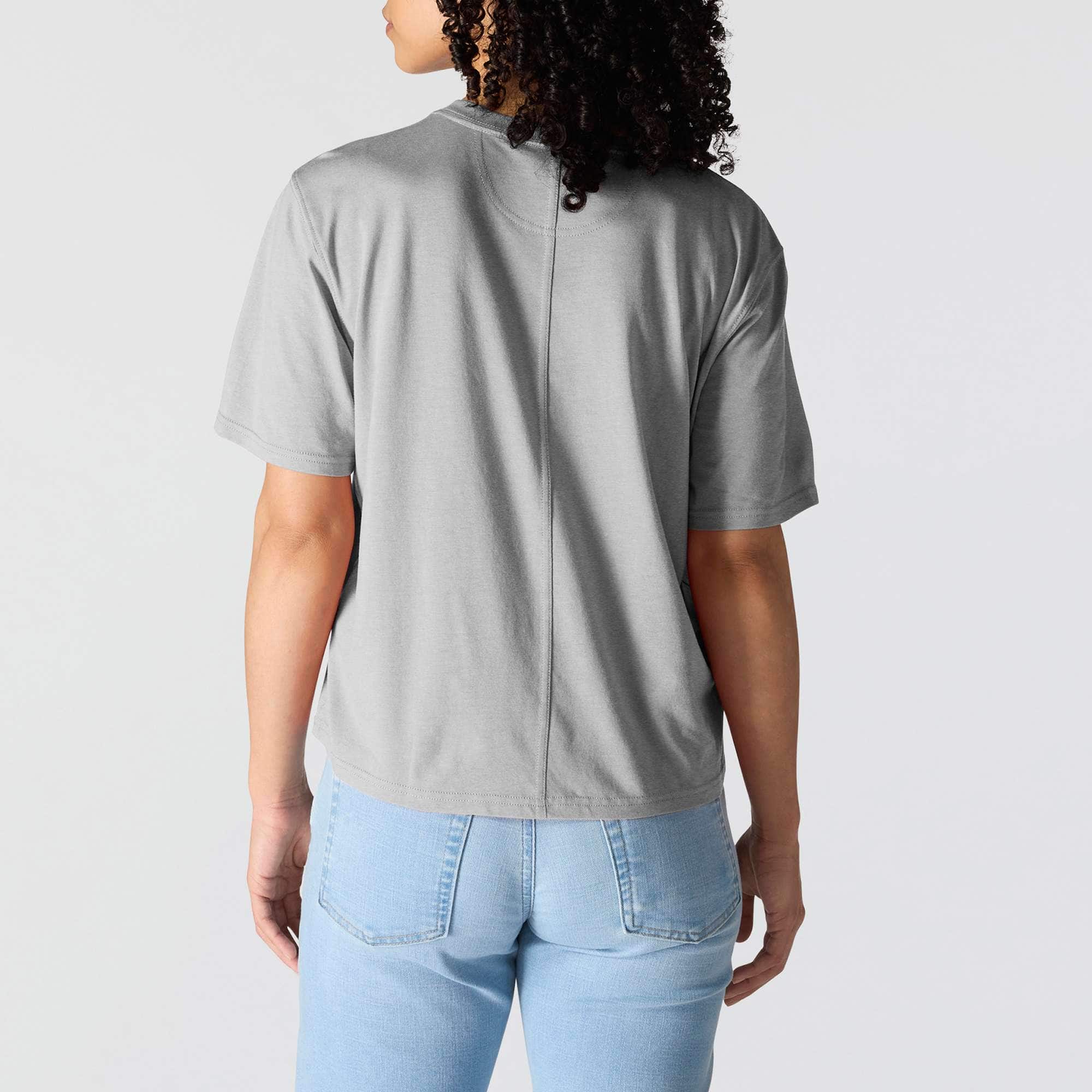 Women's tencel loose fit lightweight crewneck pocket t-shirt