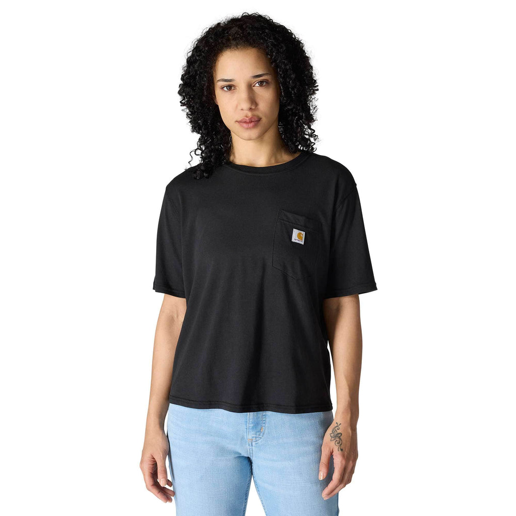 Women's tencel loose fit lightweight crewneck pocket t-shirt