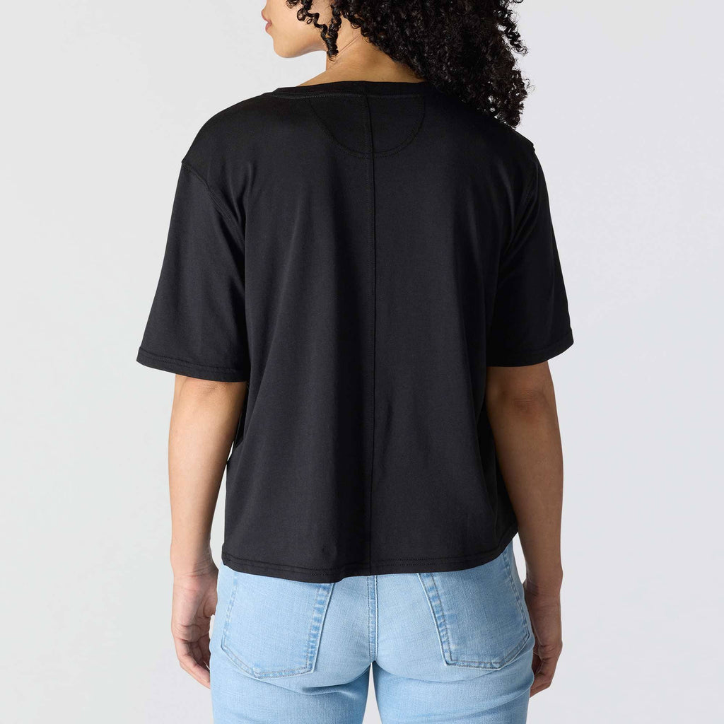 Women's tencel loose fit lightweight crewneck pocket t-shirt
