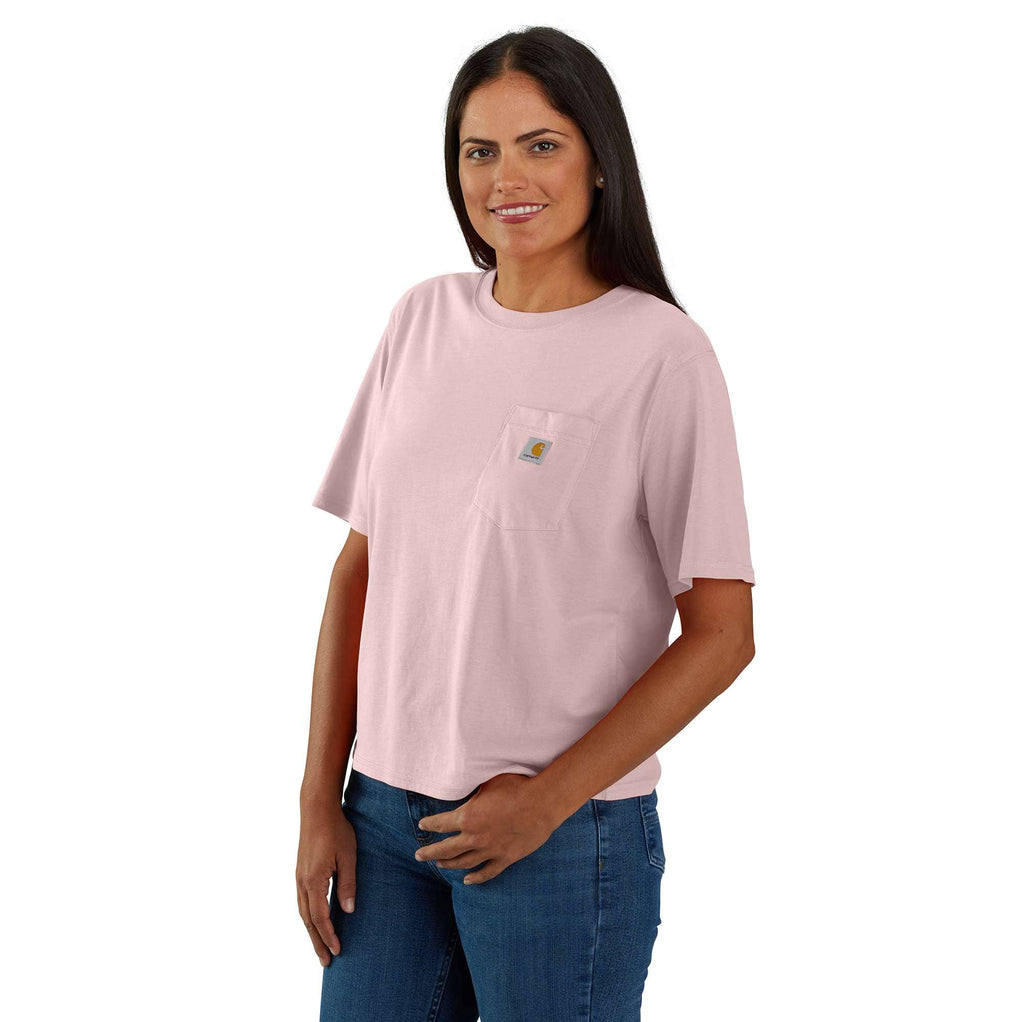 Women's tencel loose fit lightweight crewneck pocket t-shirt