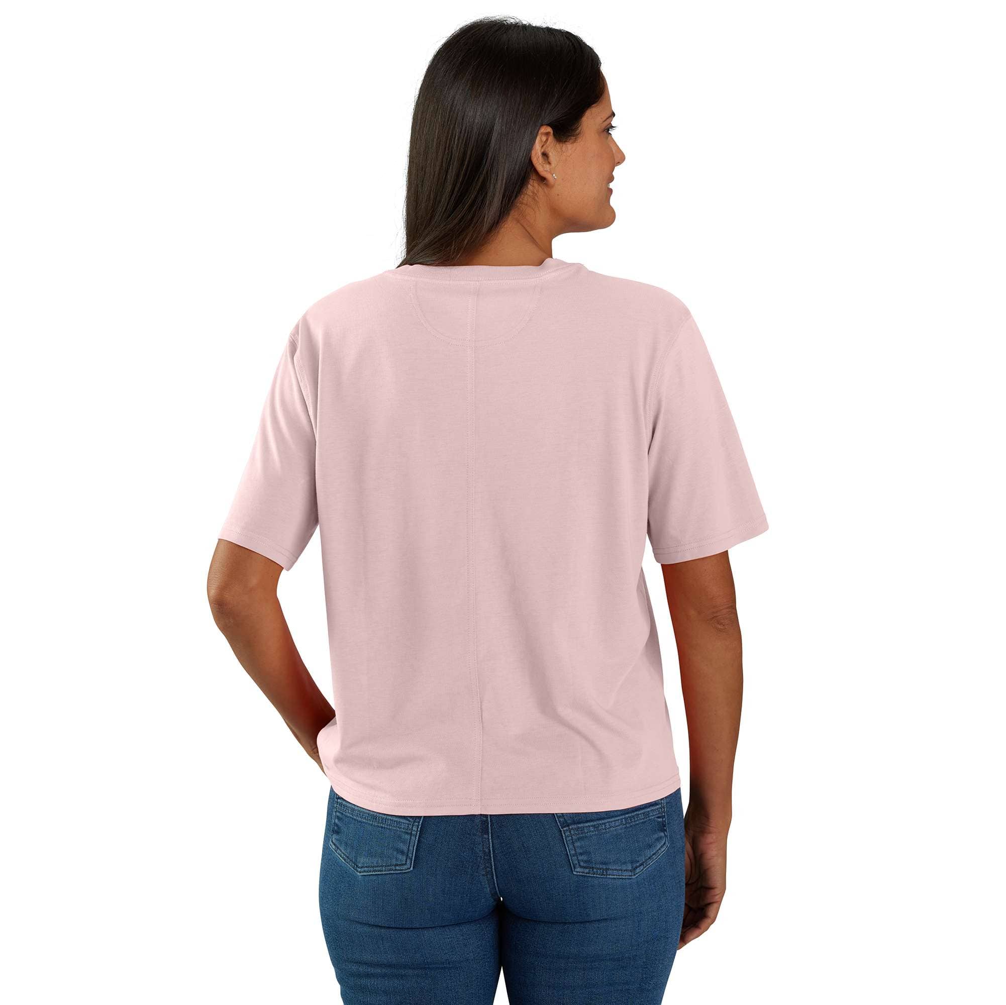 Women's tencel loose fit lightweight crewneck pocket t-shirt