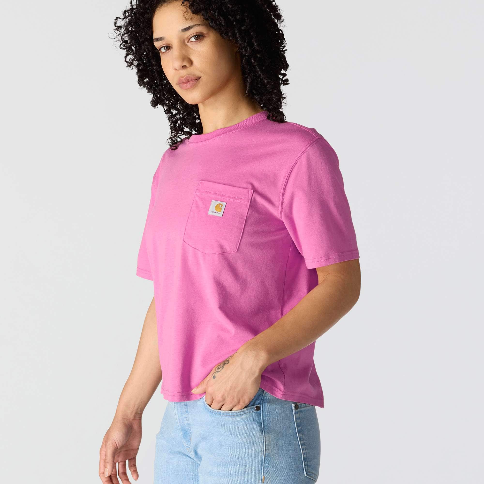Women's tencel loose fit lightweight crewneck pocket t-shirt