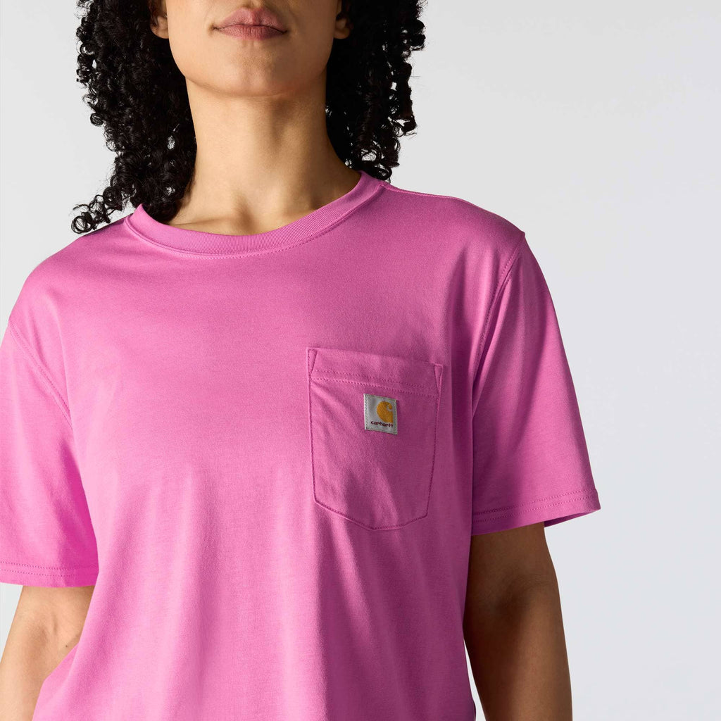 Women's tencel loose fit lightweight crewneck pocket t-shirt