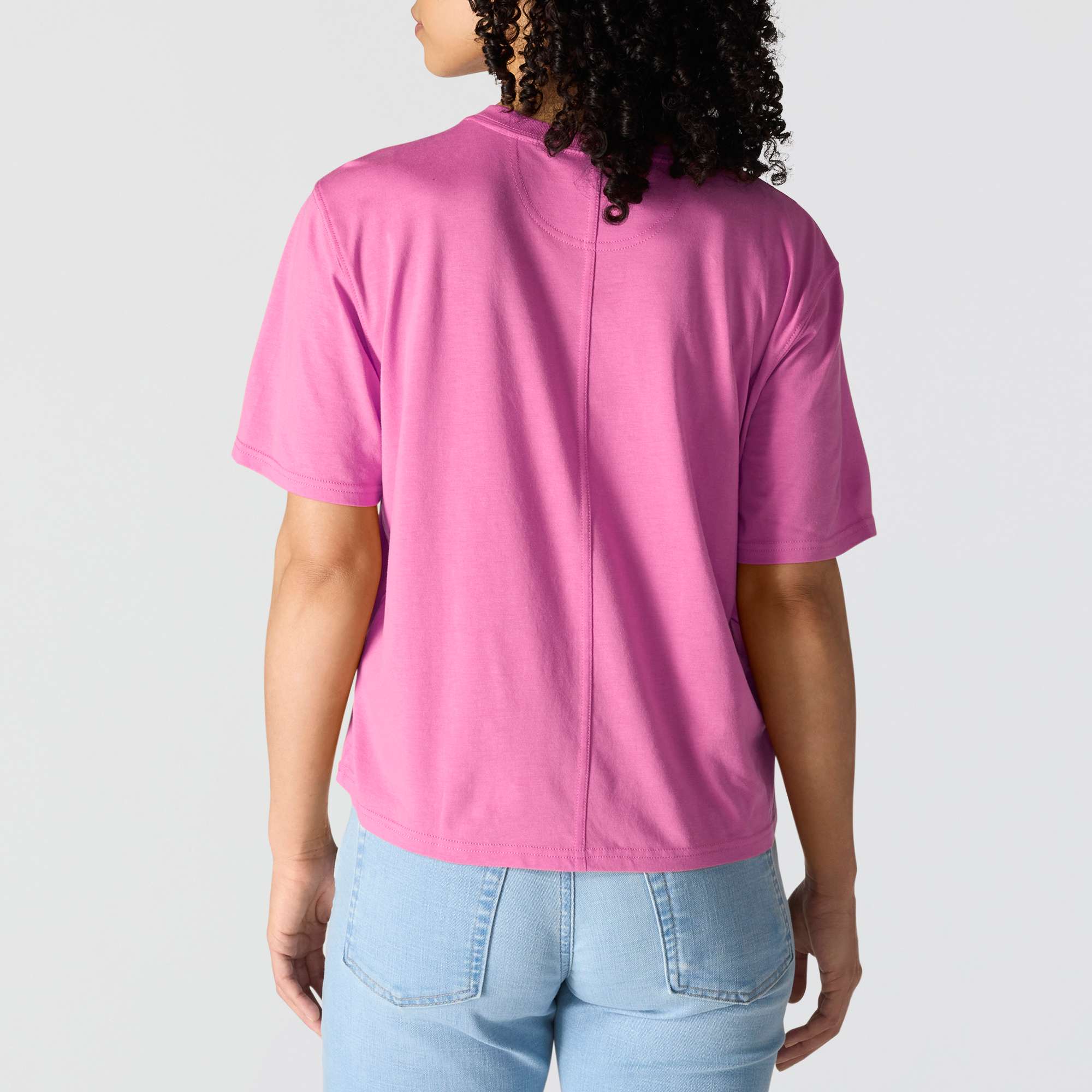 Women's tencel loose fit lightweight crewneck pocket t-shirt