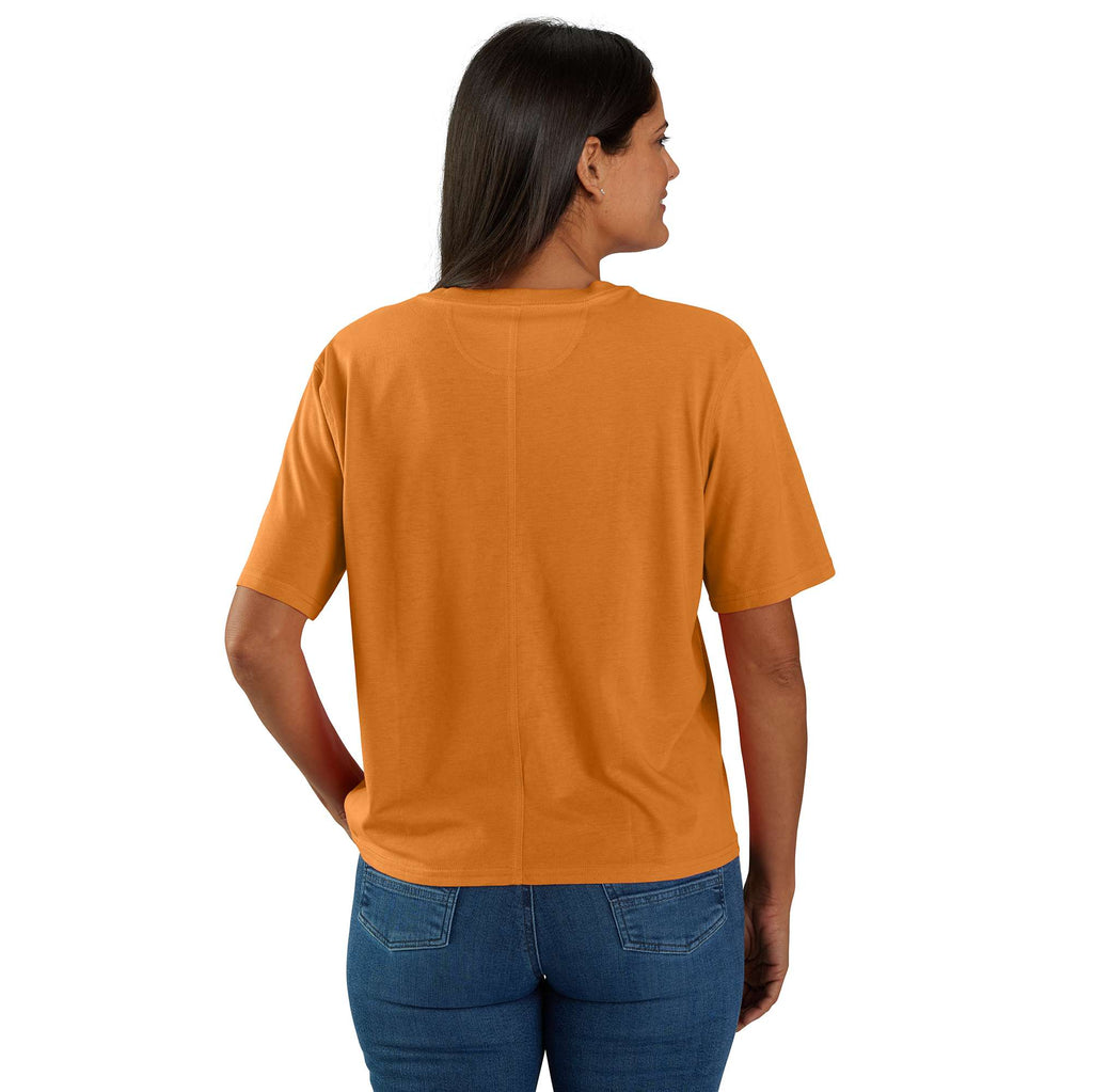 Women's tencel loose fit lightweight crewneck pocket t-shirt