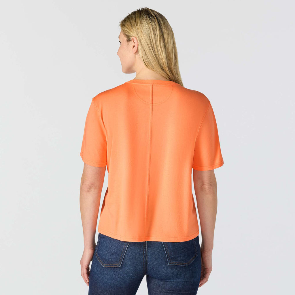 Women's tencel loose fit lightweight crewneck pocket t-shirt