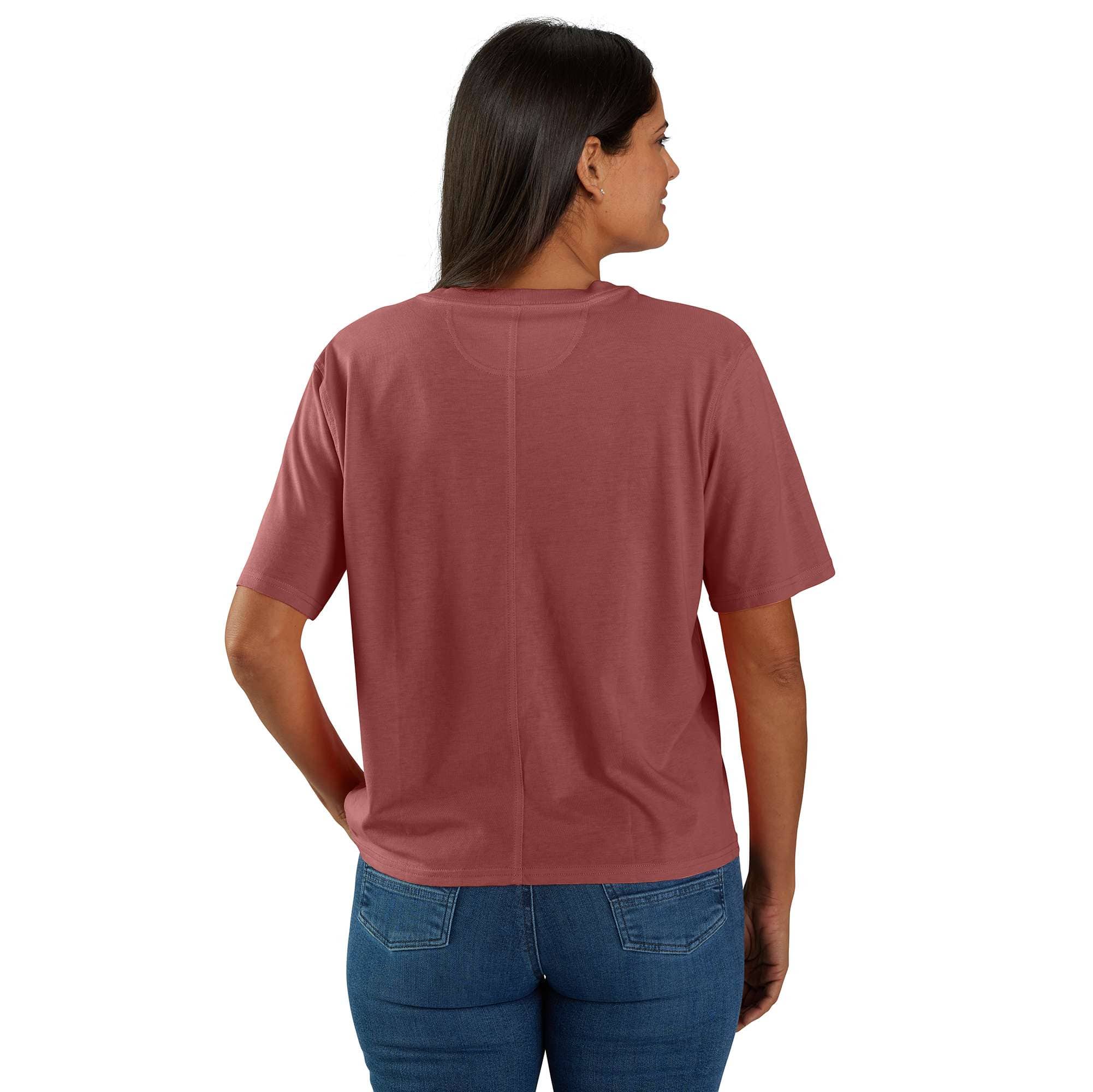 Women's tencel loose fit lightweight crewneck pocket t-shirt