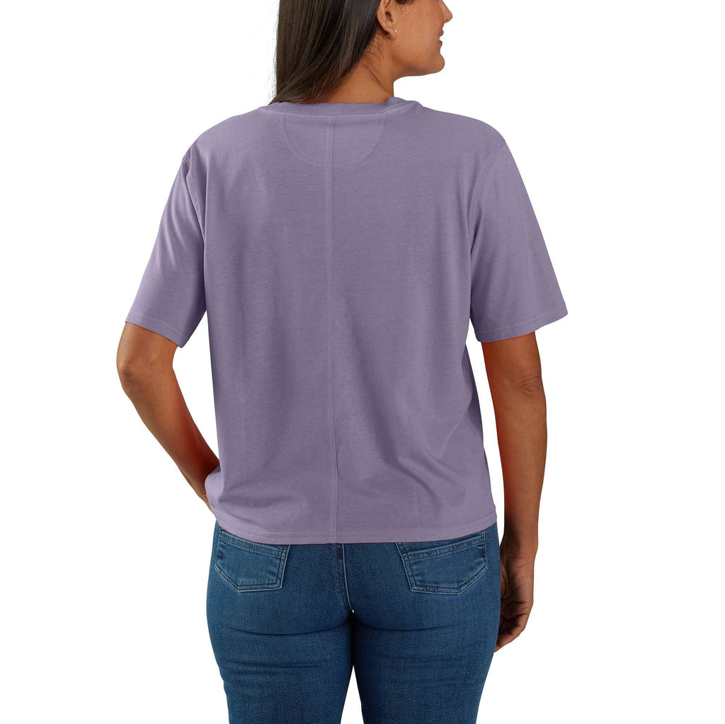 Women's tencel loose fit lightweight crewneck pocket t-shirt