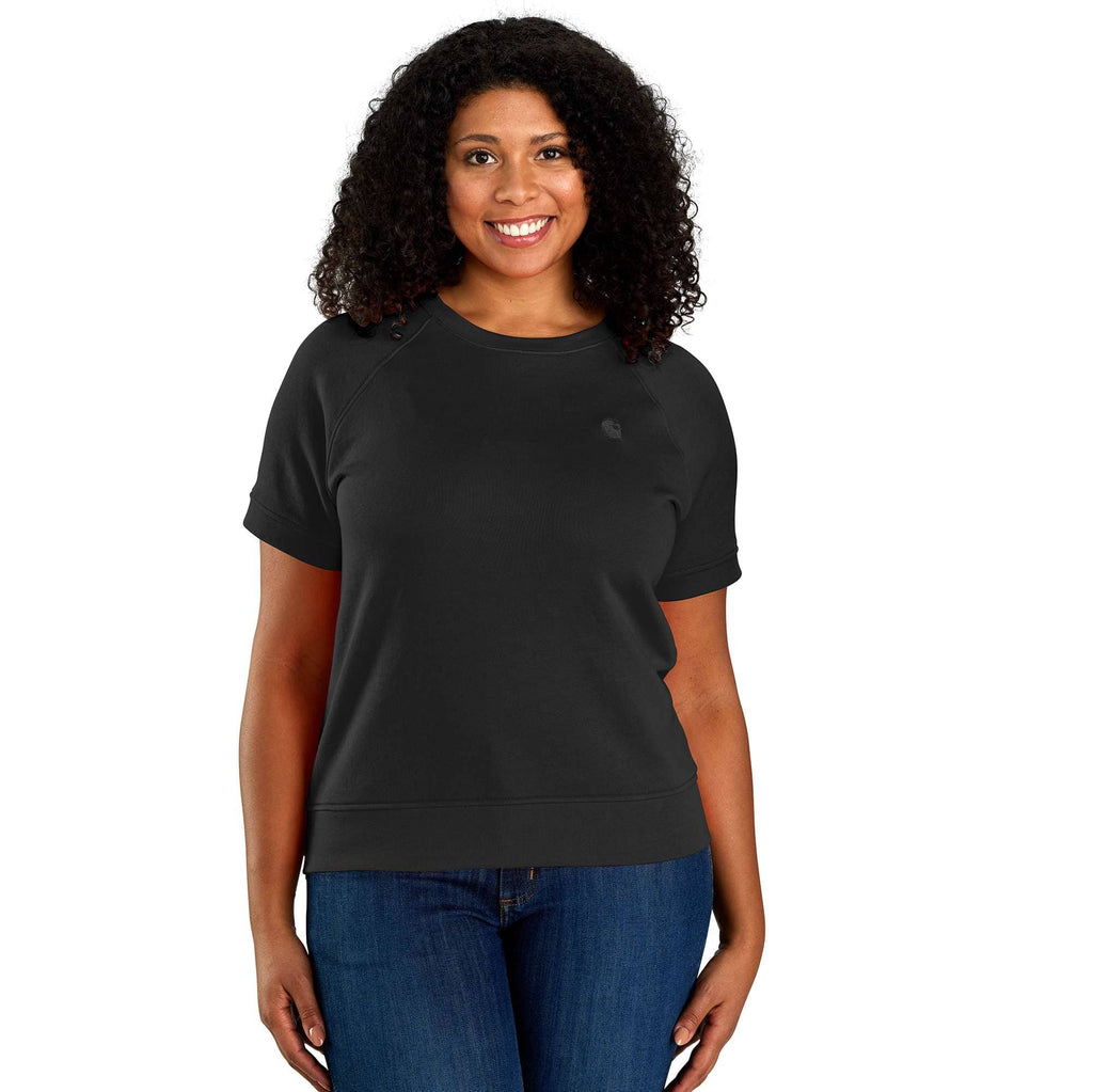 Women's lightweight tencel relaxed fit french terry short-sleeve sweatshirt