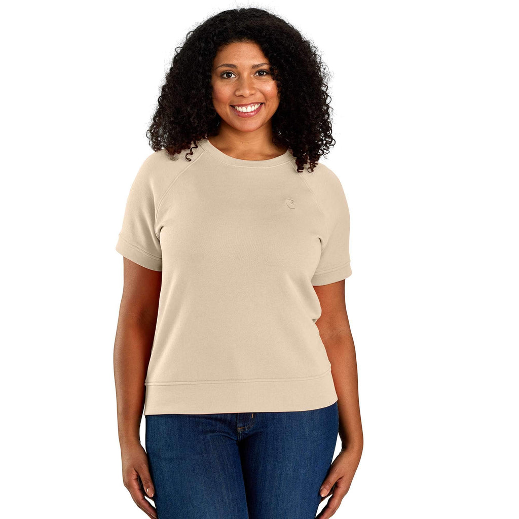 Women's lightweight tencel relaxed fit french terry short-sleeve sweatshirt