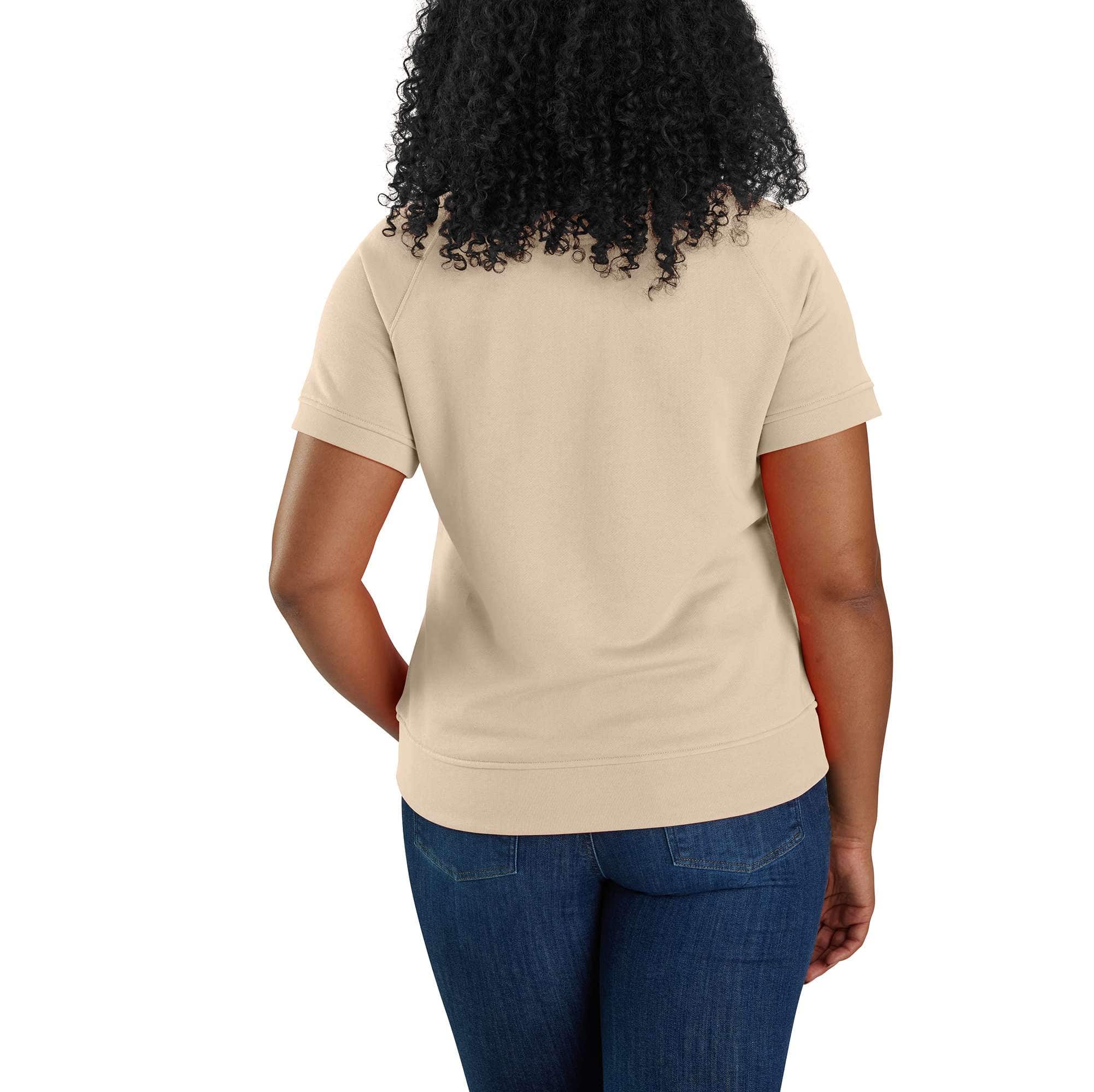 Women's lightweight tencel relaxed fit french terry short-sleeve sweatshirt