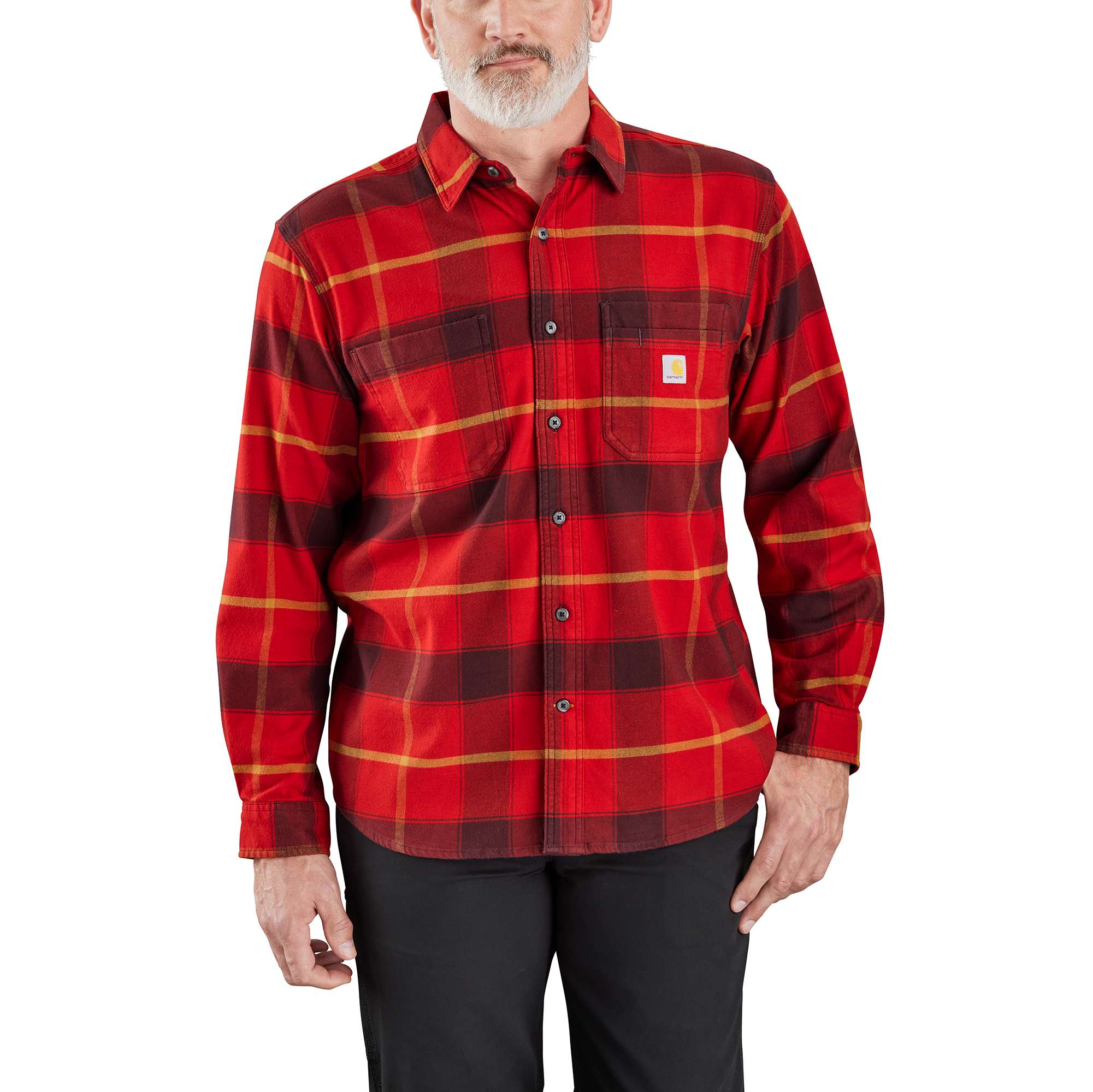 Rugged flex® relaxed fit midweight flannel long-sleeve plaid shirt
