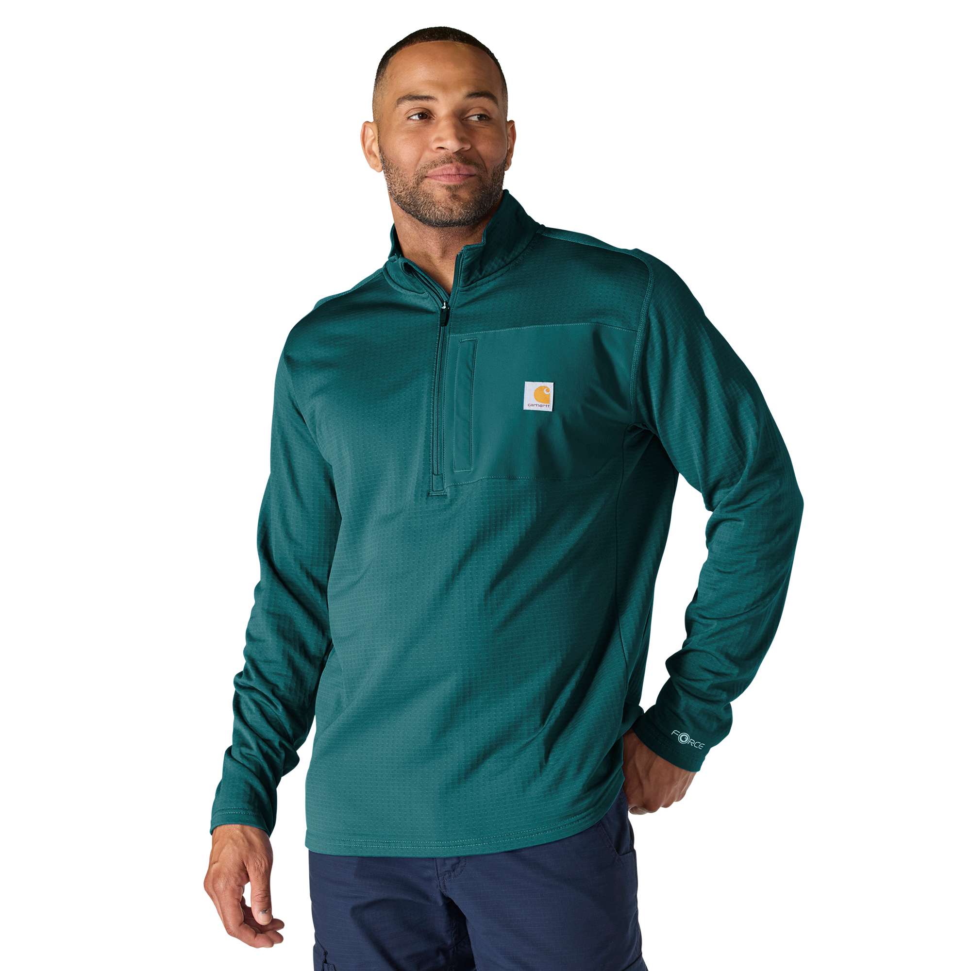 Men's force fleece-lined moisture wicking half zip pullover