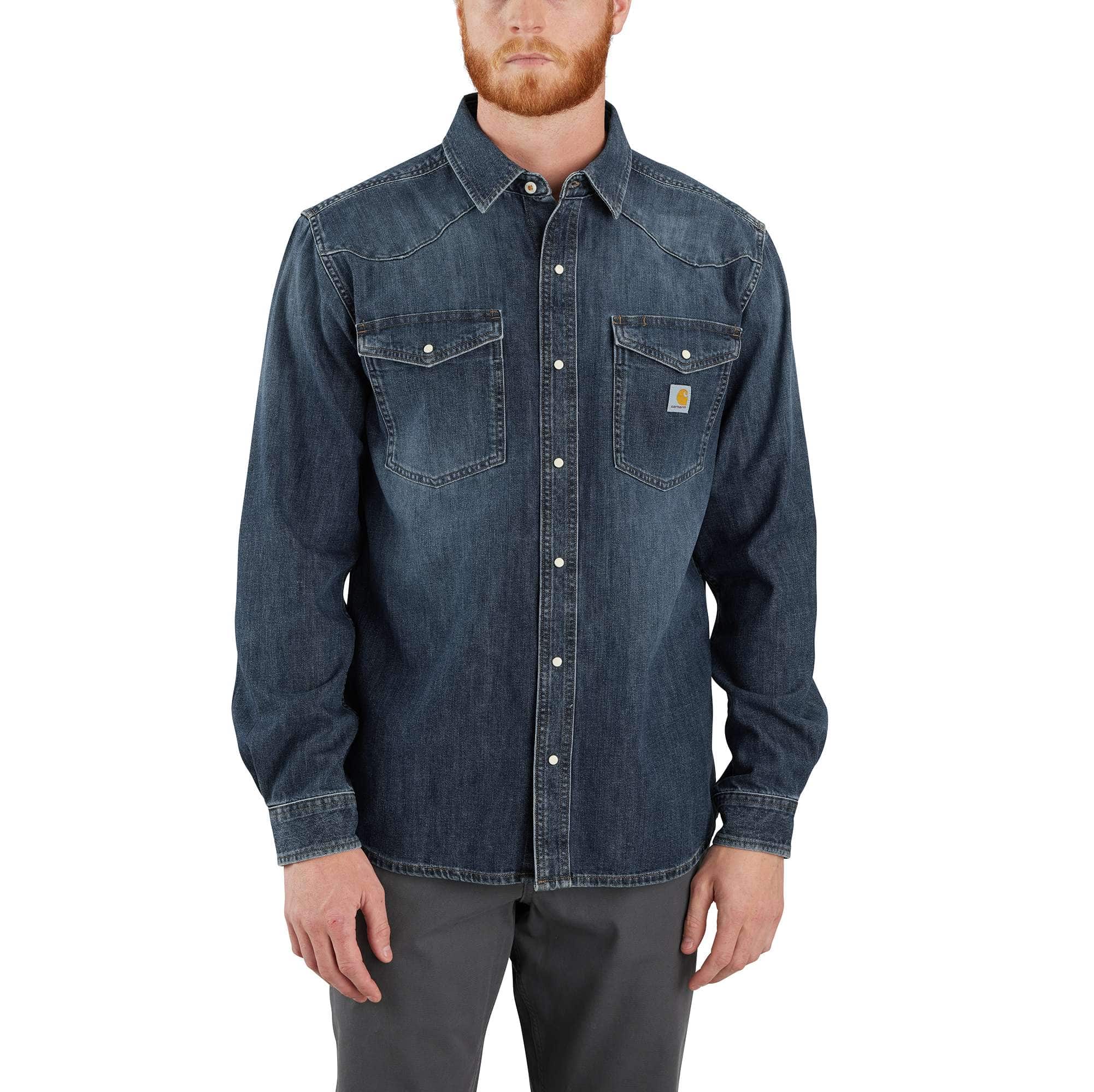 Men's montana relaxed fit long sleeve denim snap front shirt