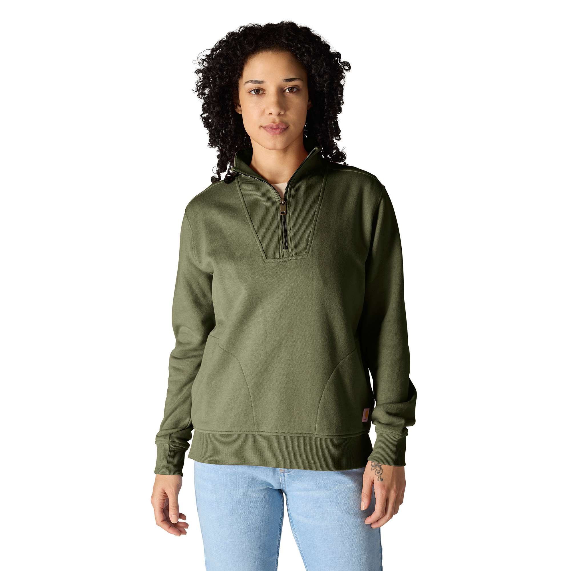 Women's lightweight tencel half-zip pullover sweatshirt