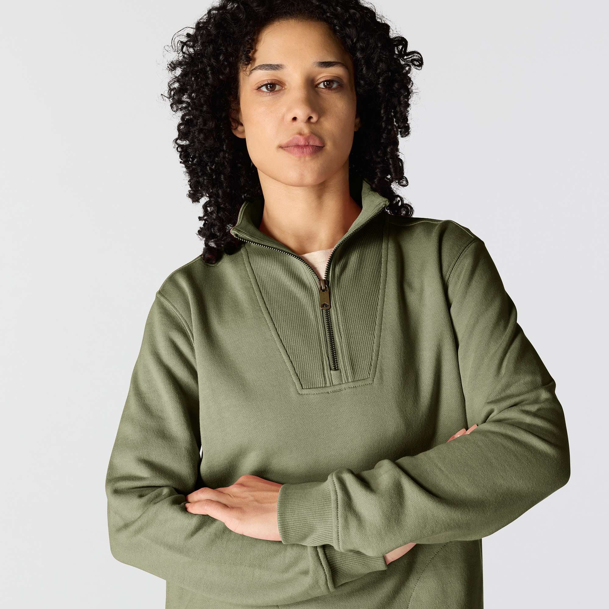 Women's lightweight tencel half-zip pullover sweatshirt