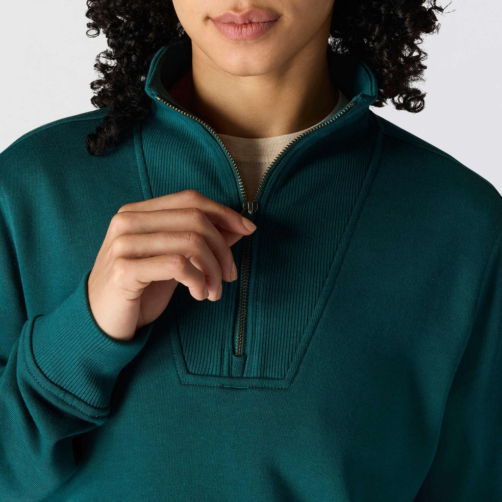 Women's lightweight tencel half-zip pullover sweatshirt