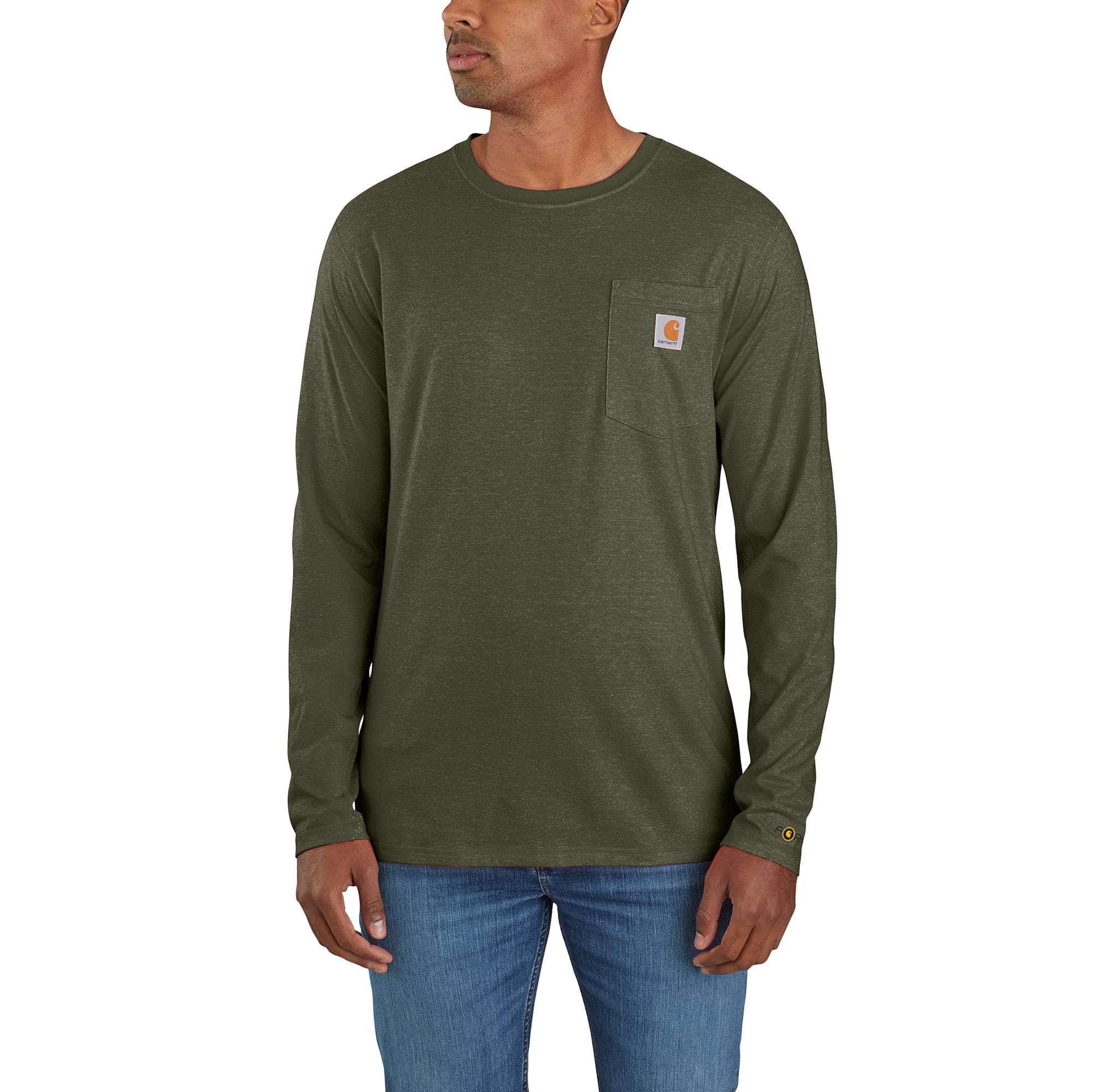 Men's force long sleeve moisture wicking pocket t-shirt