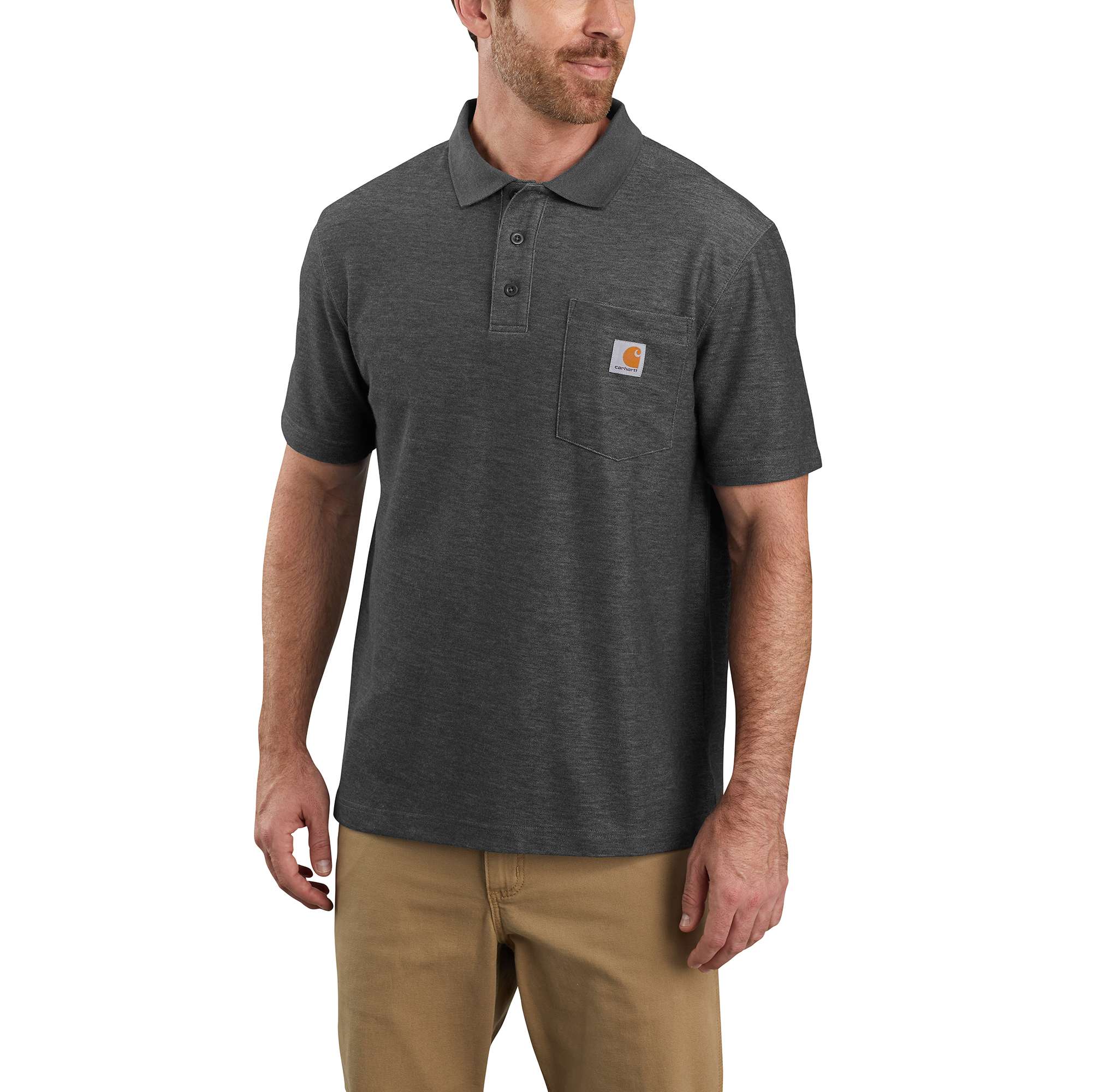Men's loose fit pocket polo shirt