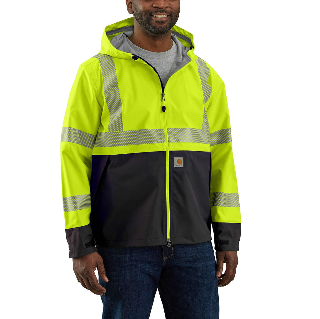 Men's portsmouth high visibility class 3 waterproof rain jacket: storm defender jacket