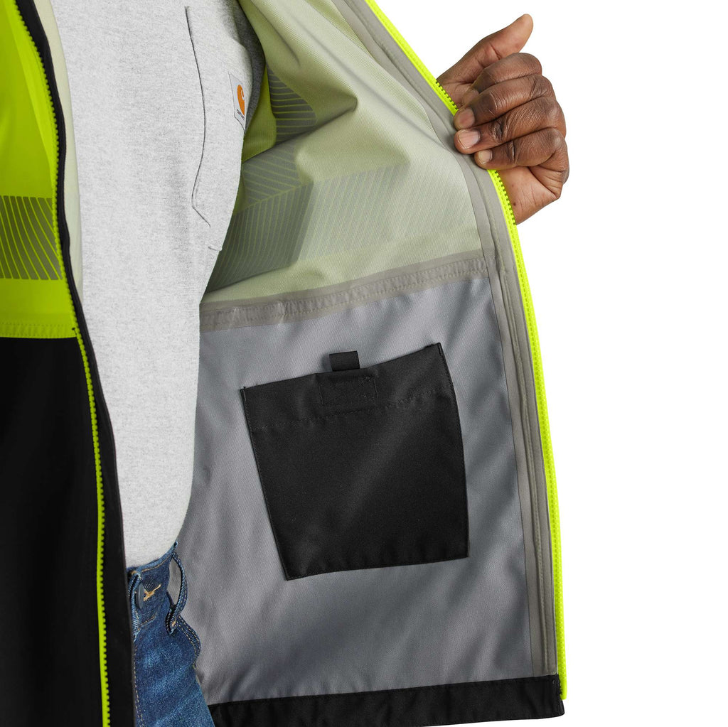 Men's portsmouth high visibility class 3 waterproof rain jacket: storm defender jacket