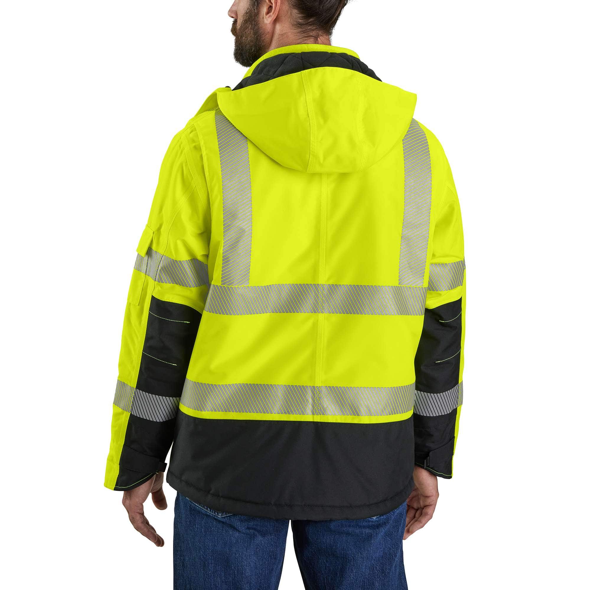 Men's sherwood high visibility class 3 insulated rain jacket: rain defender jacket