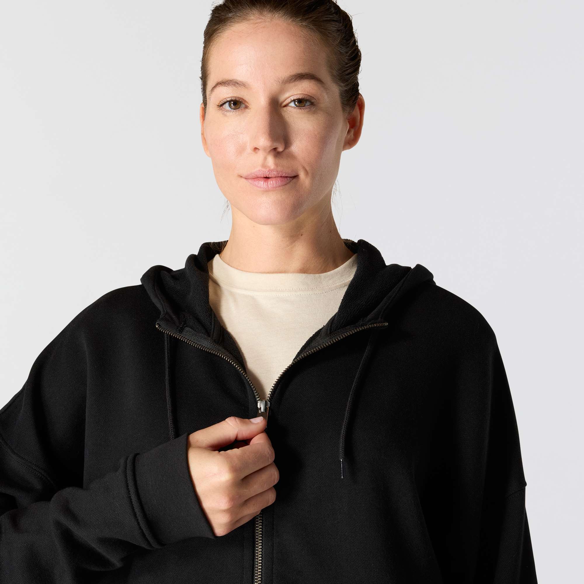 Women's lightweight tencel full zip hooded sweatshirt