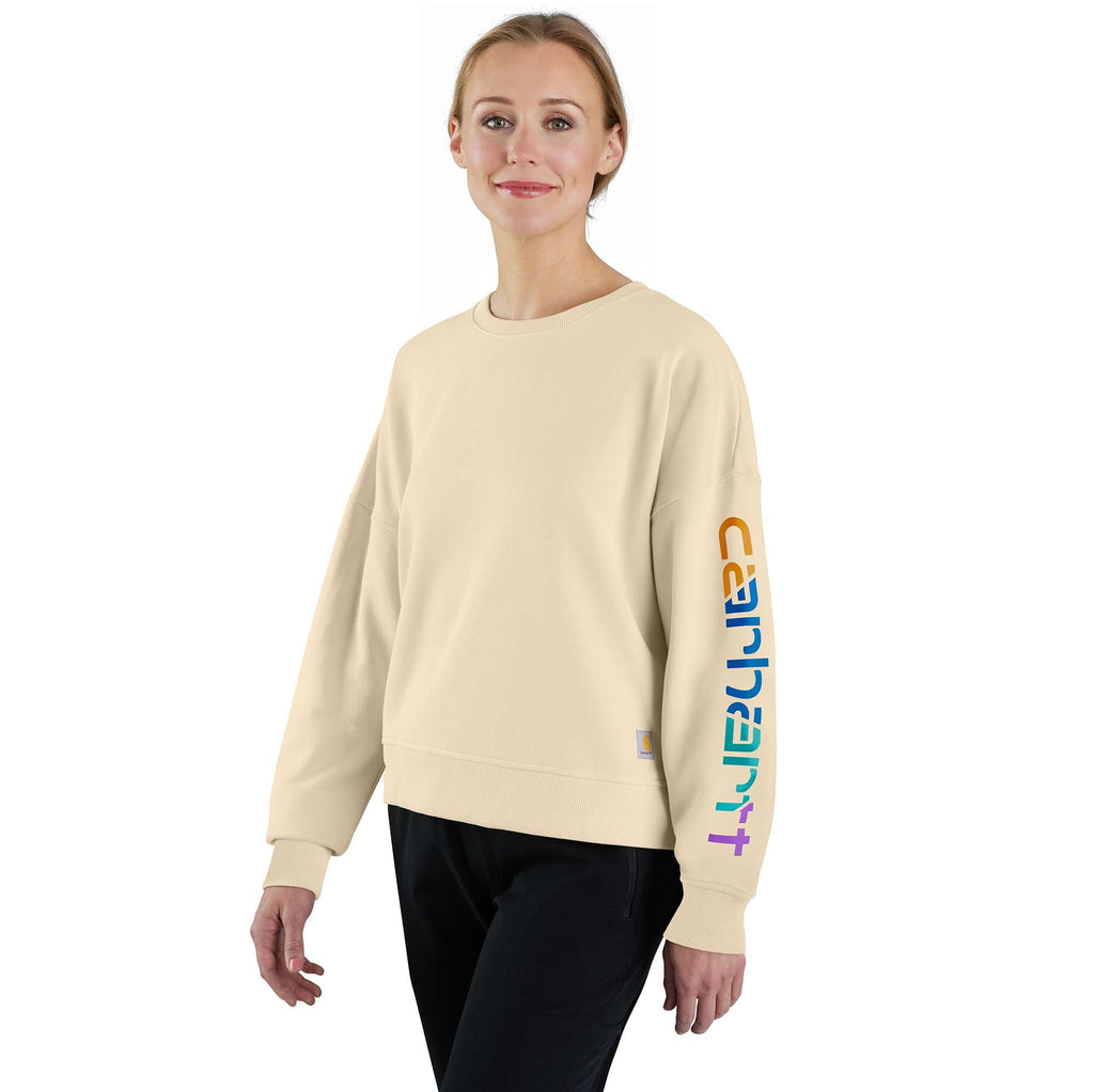 Women's lightweight tencel loose fit graphic sleeve sweatshirt