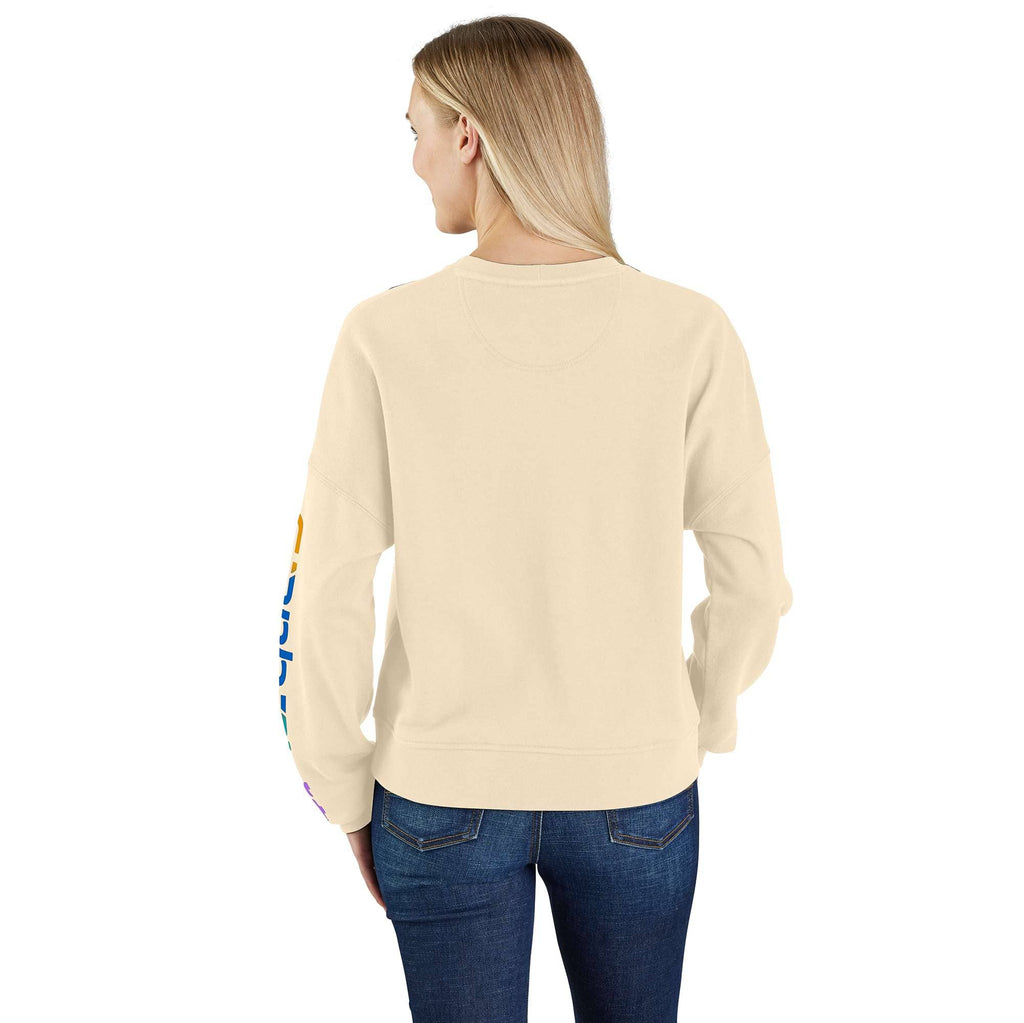 Women's lightweight tencel loose fit graphic sleeve sweatshirt