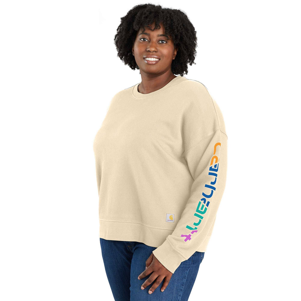 Women's lightweight tencel loose fit graphic sleeve sweatshirt
