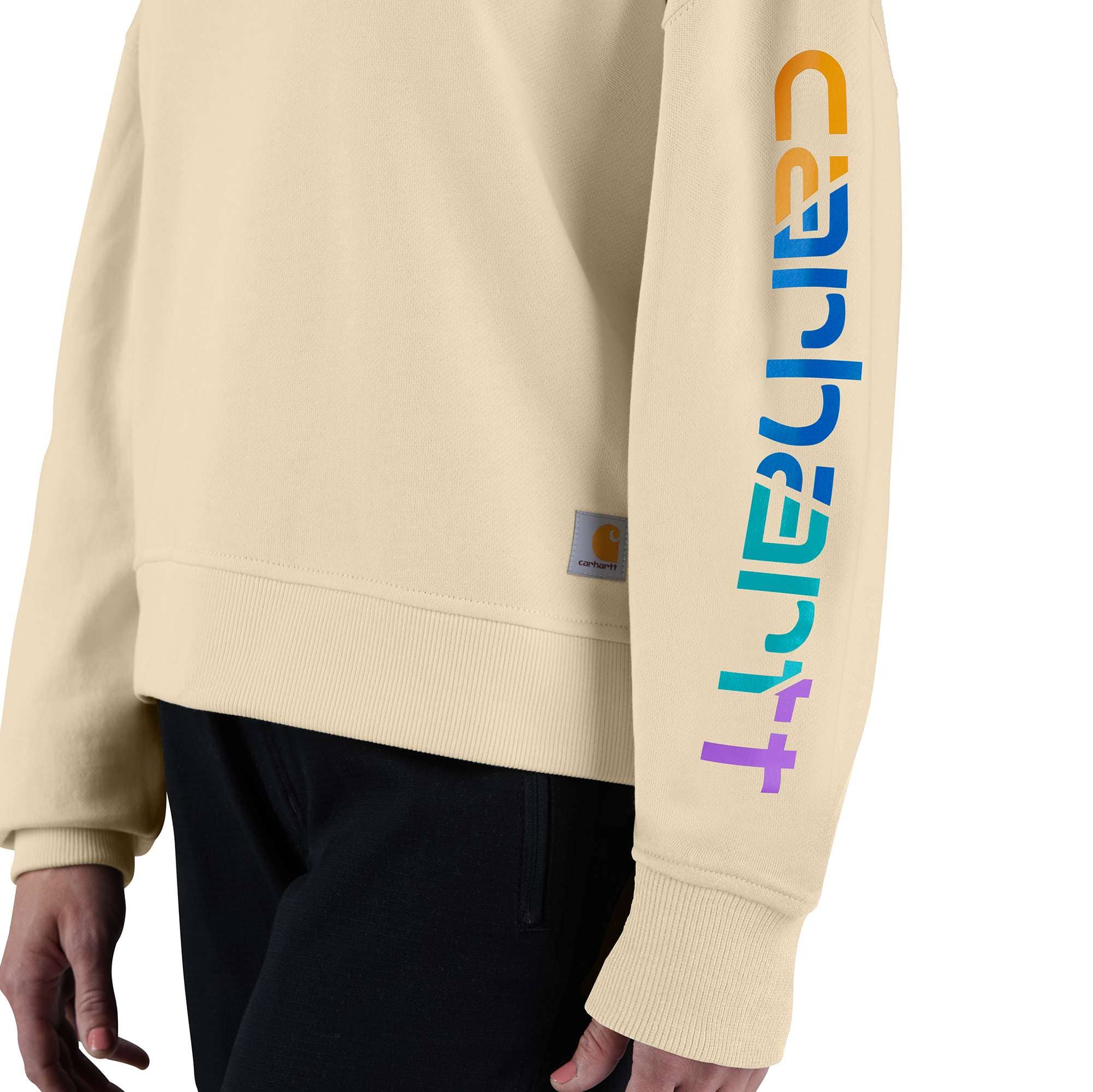 Women's lightweight tencel loose fit graphic sleeve sweatshirt