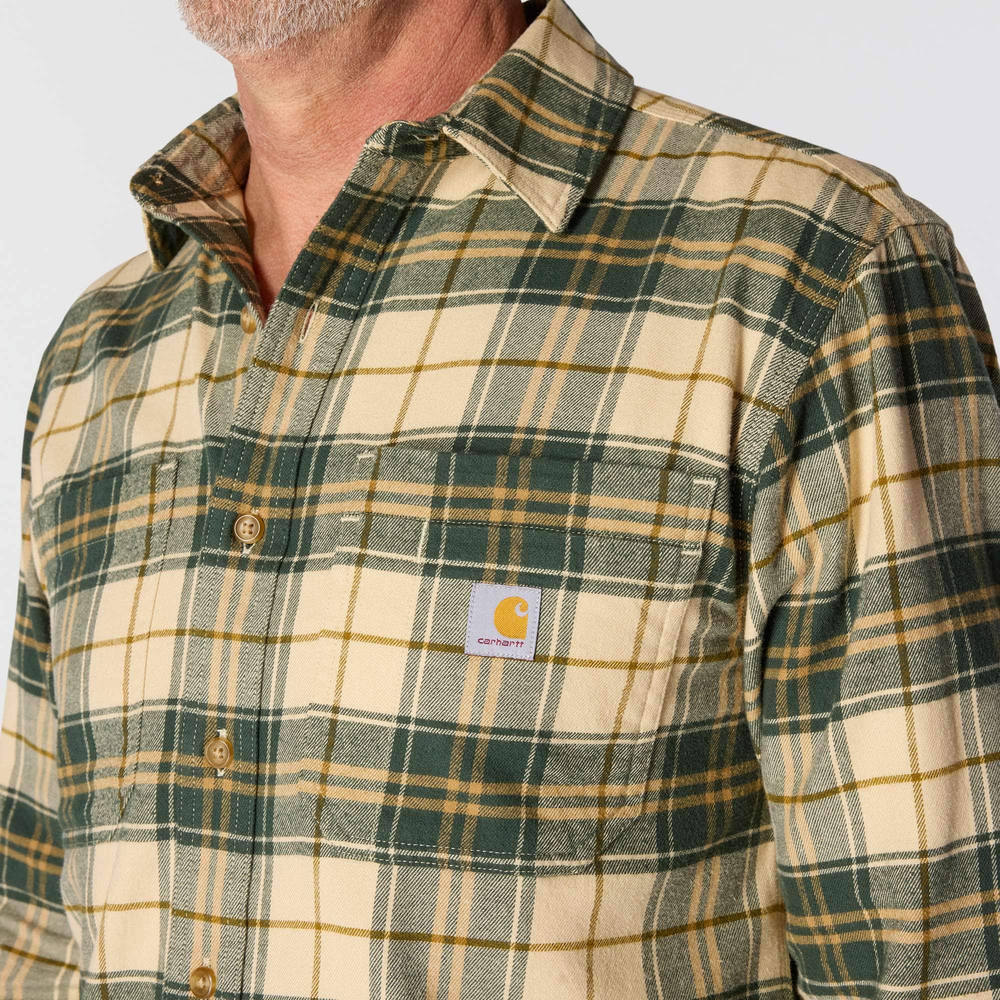 Rugged flex™ relaxed fit midweight flannel long-sleeve plaid shirt