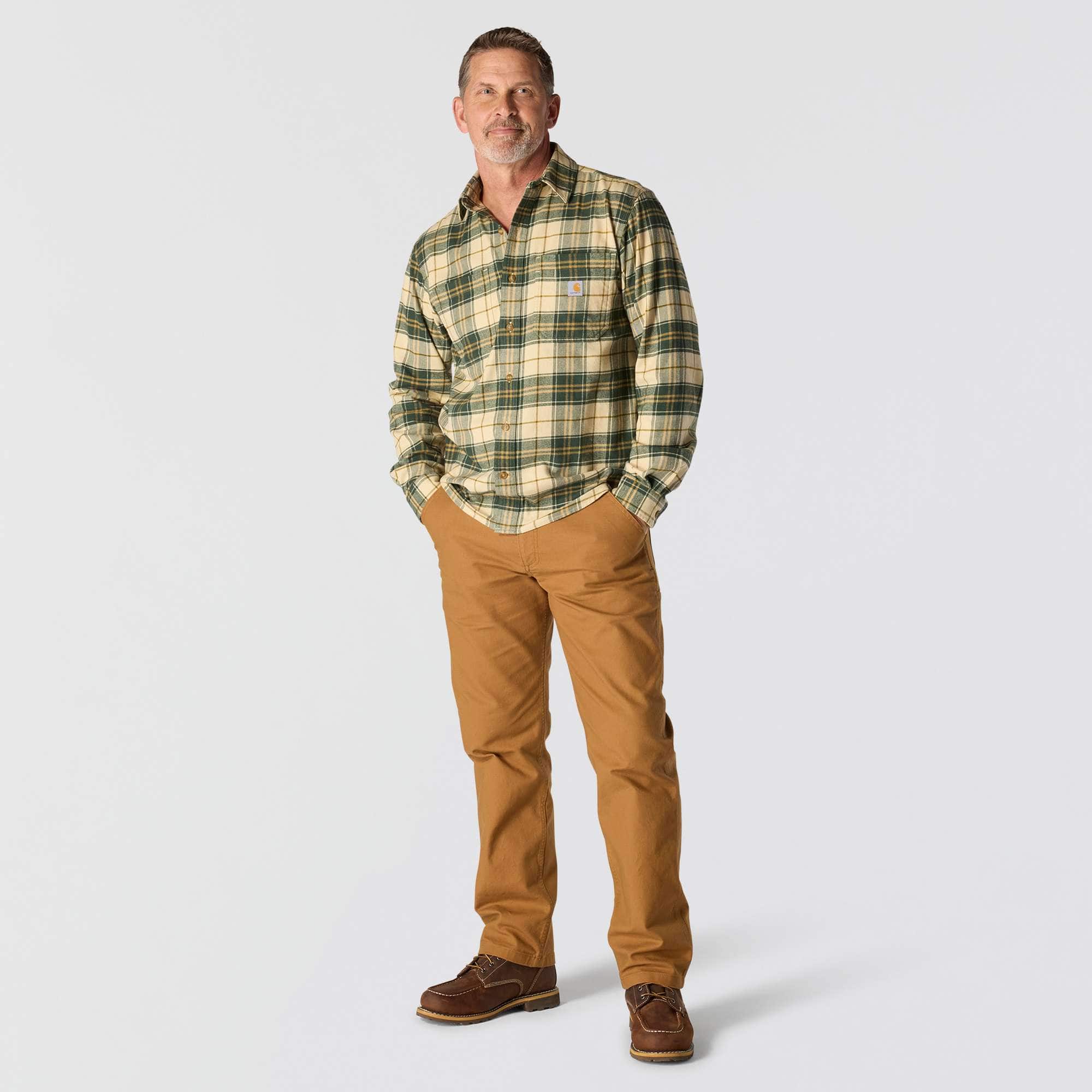 Rugged flex™ relaxed fit midweight flannel long-sleeve plaid shirt