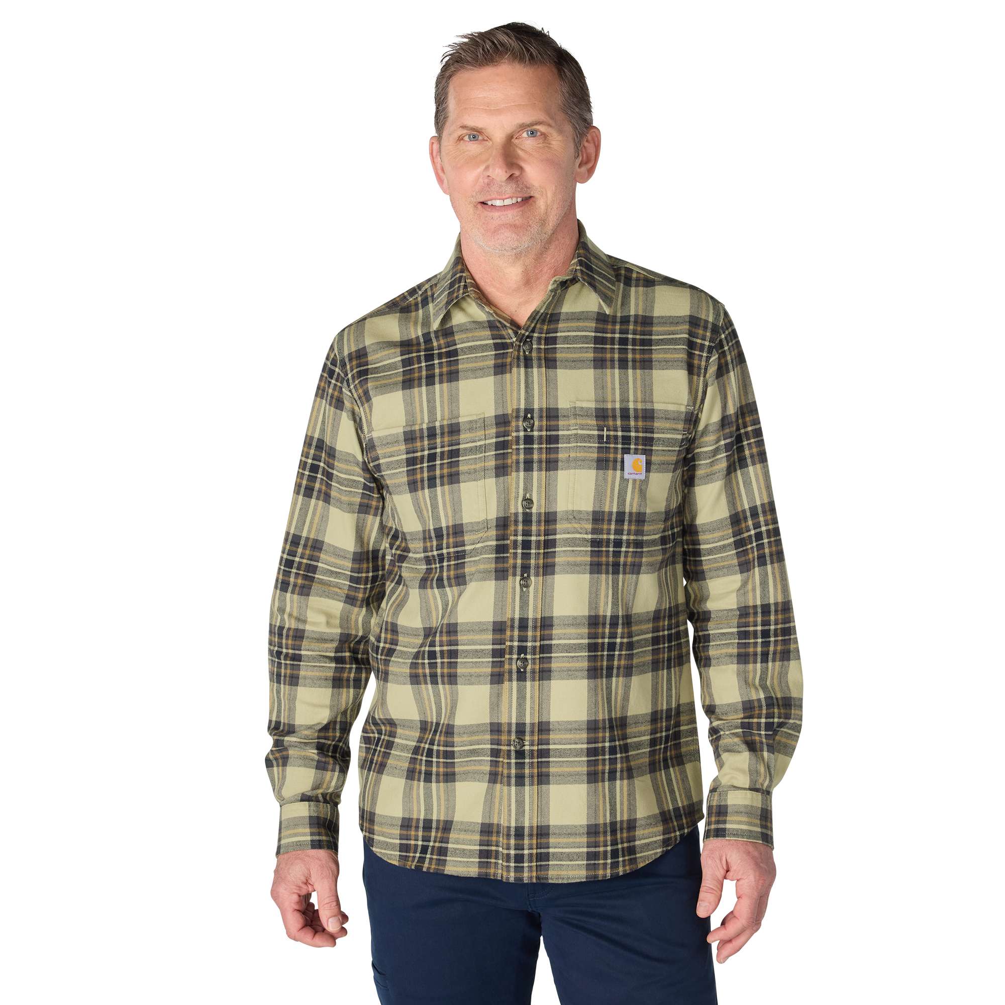Rugged flex™ relaxed fit midweight flannel long-sleeve plaid shirt