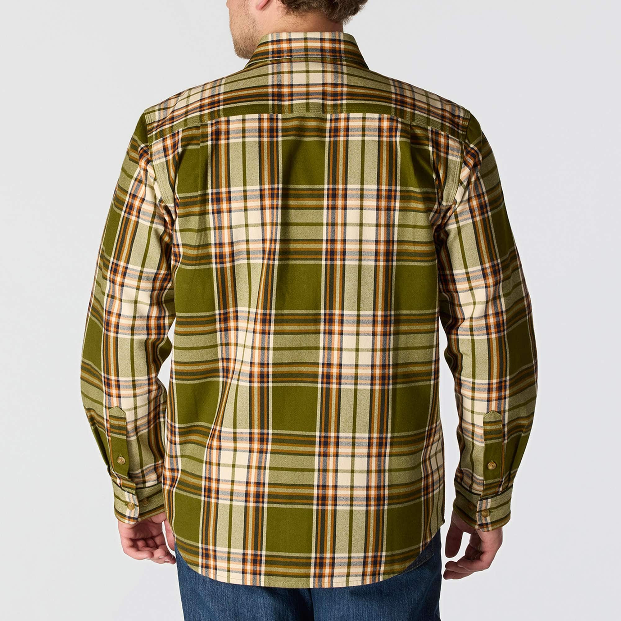 Loose fit heavyweight flannel long-sleeve plaid shirt