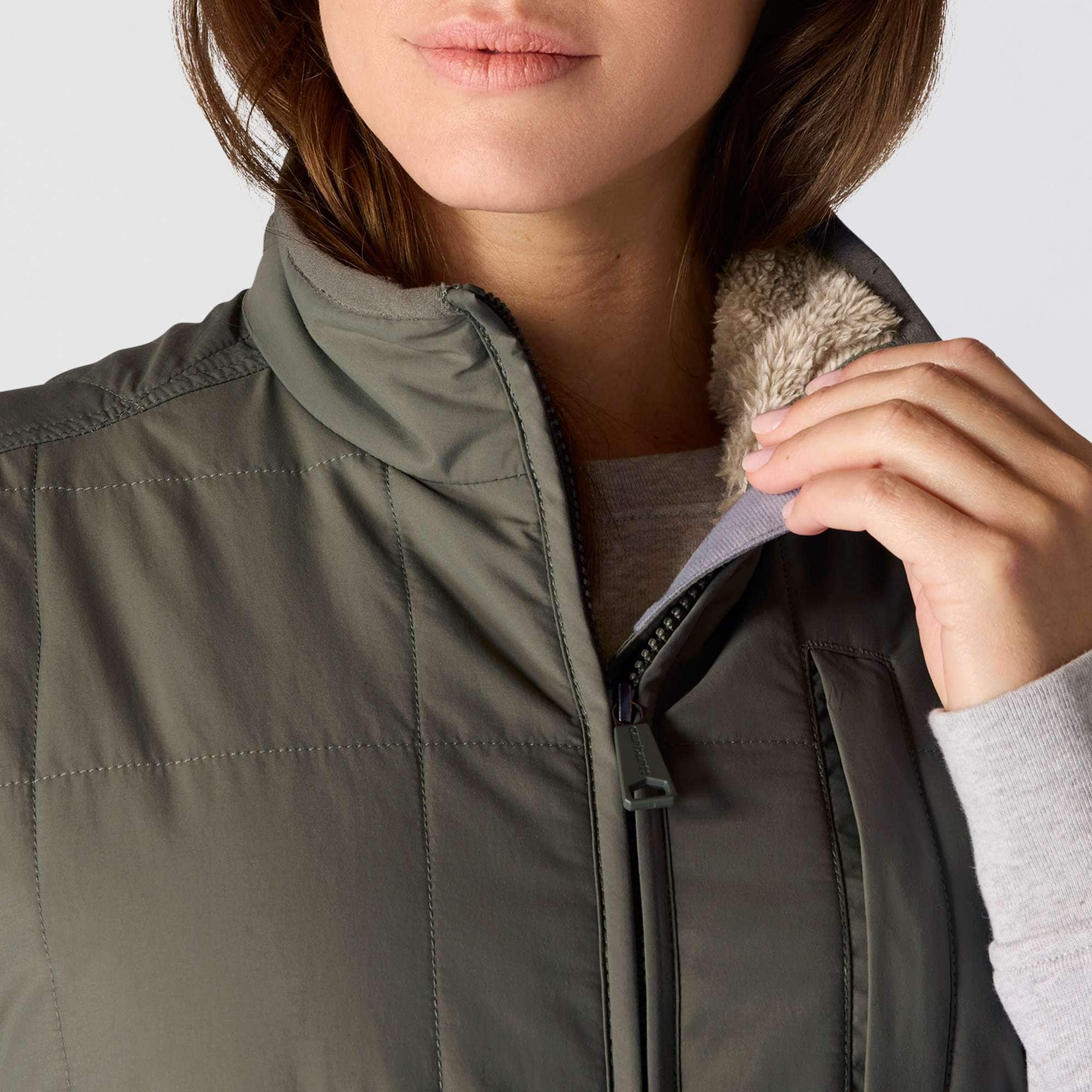 Women's sherpa-lined insulated water resistant vest - rain defender vest
