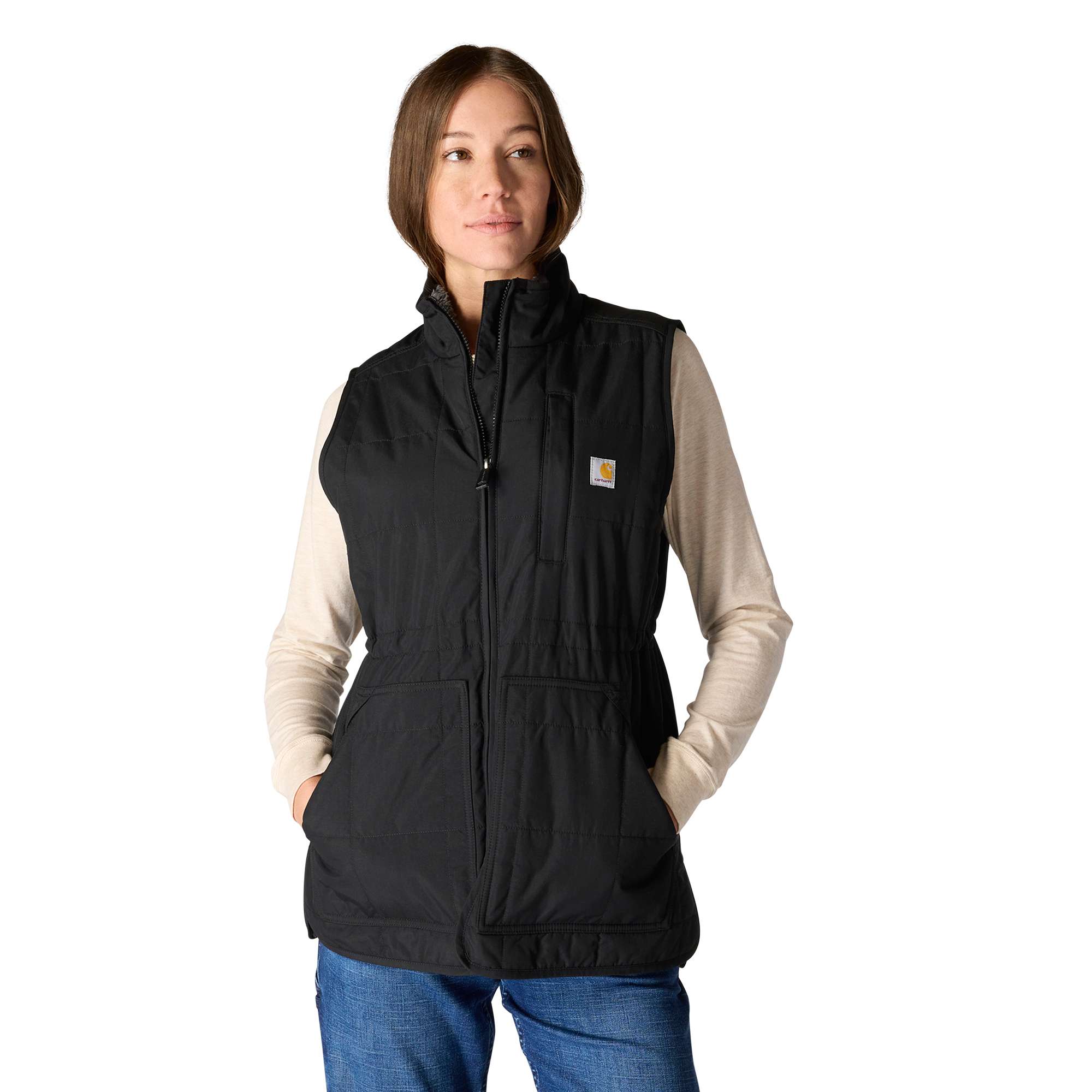 Women's sherpa-lined insulated water resistant vest - rain defender vest