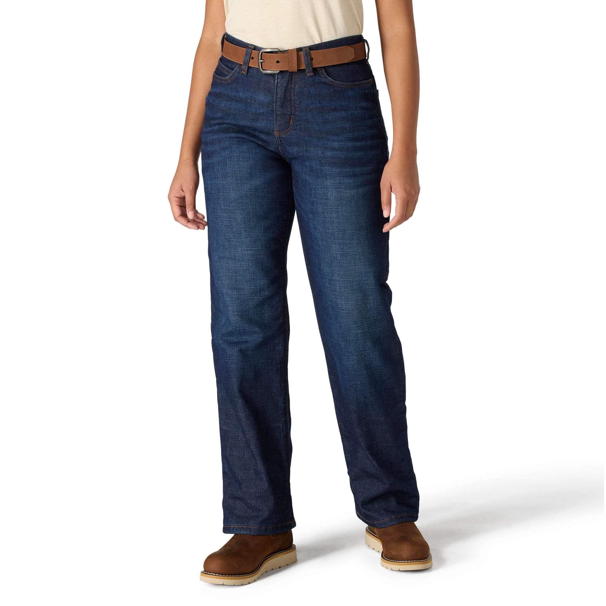Women's carpenter mid-rise fleece-lined jeans