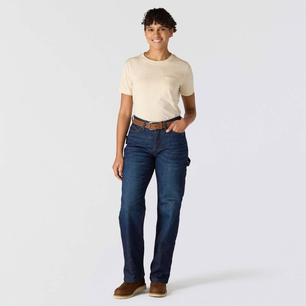 Women's carpenter mid-rise fleece-lined jeans