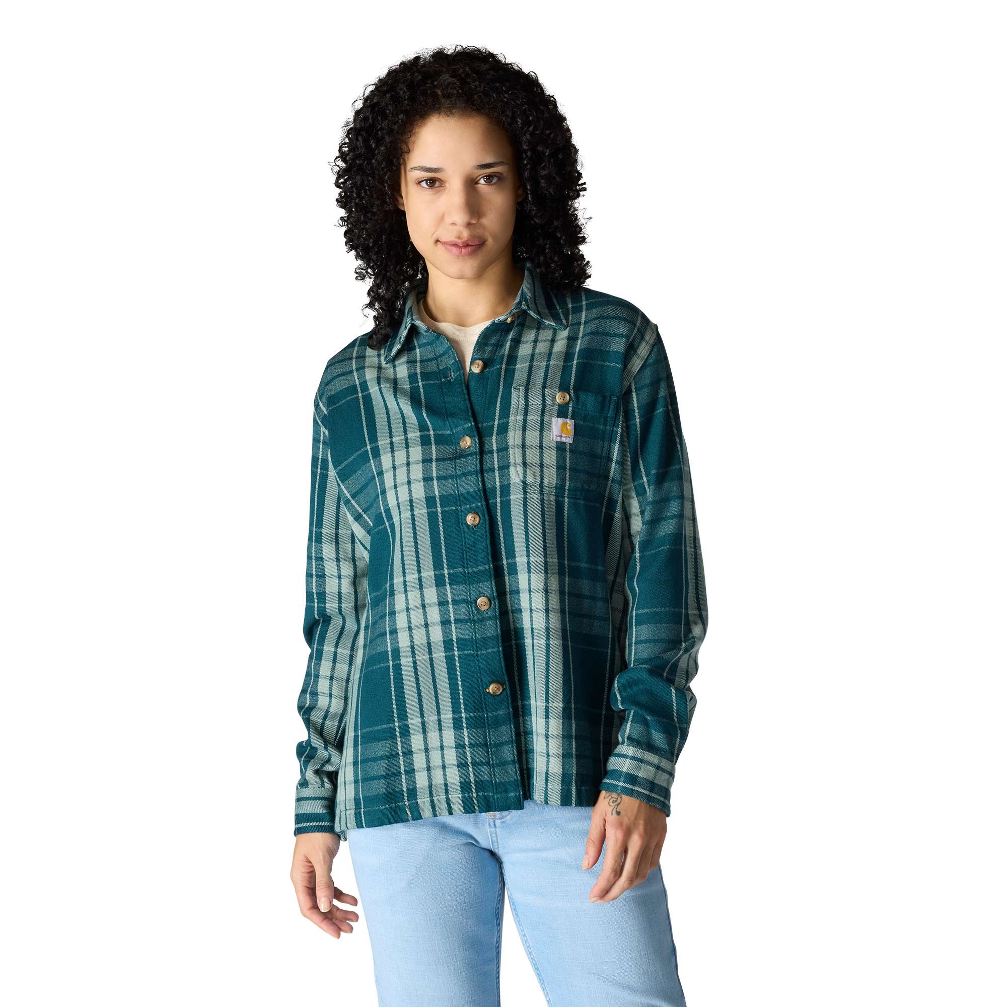 Women's tencel™ fiber series loose fit twill plaid shirt