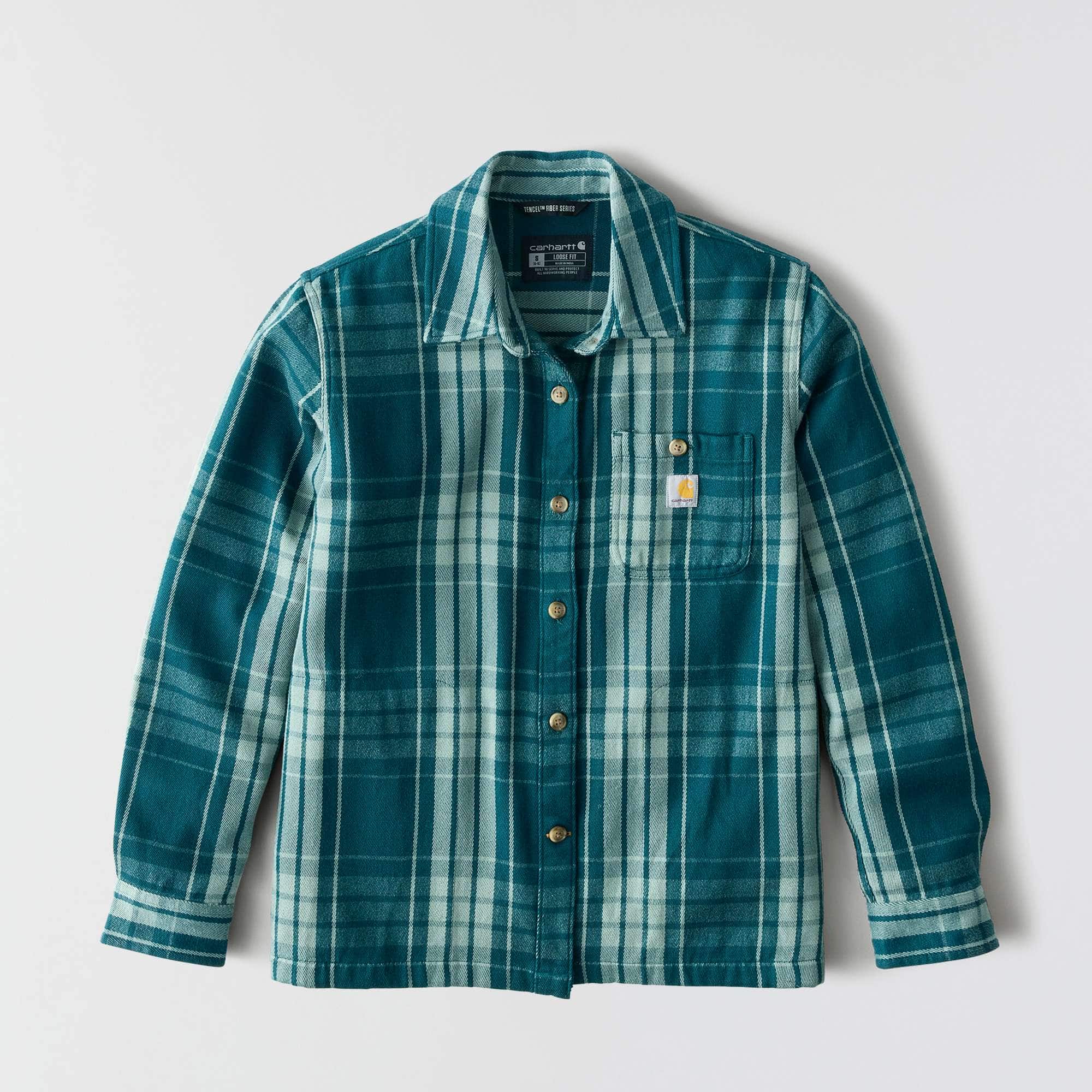 Women's tencel™ fiber series loose fit twill plaid shirt