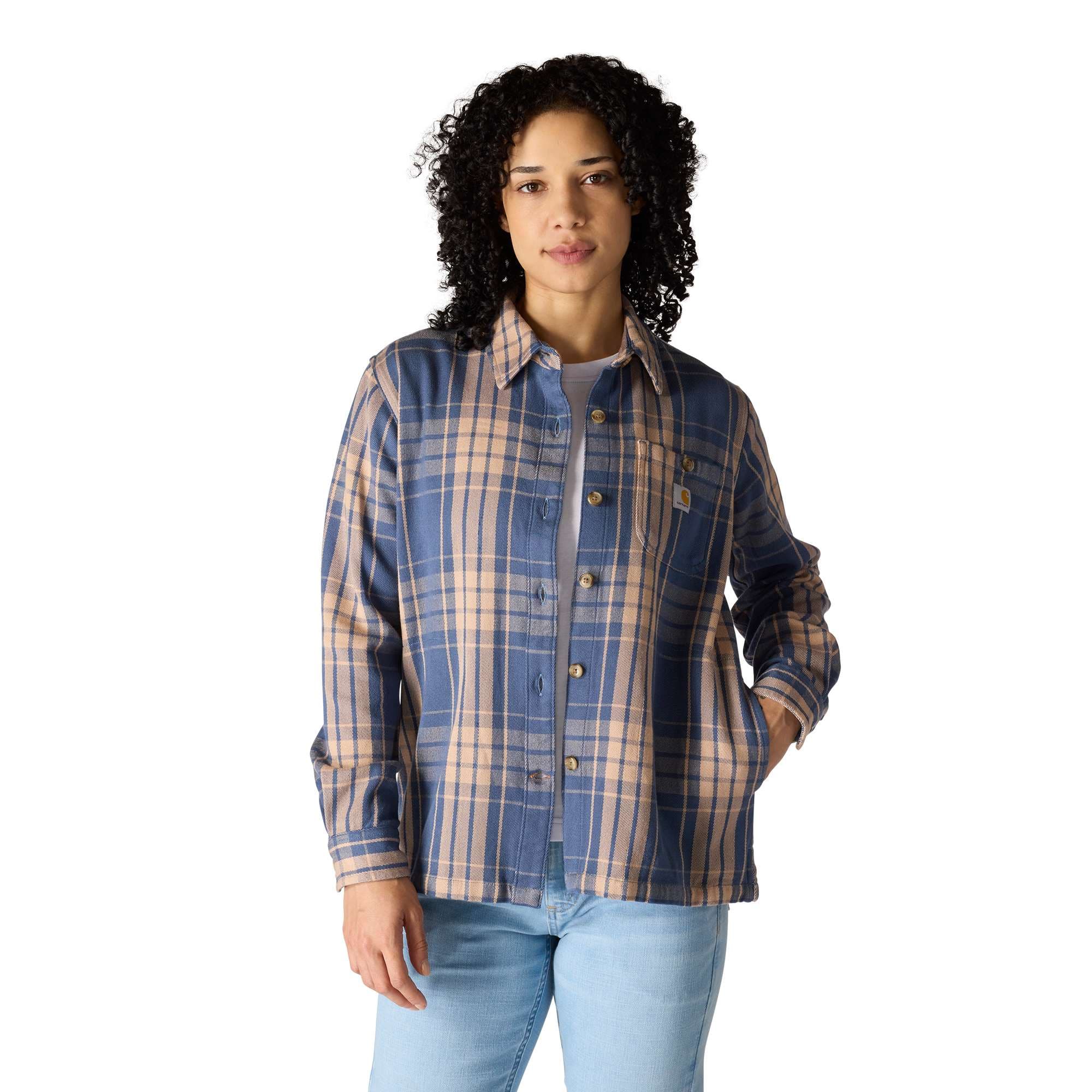 Women's tencel™ fiber series loose fit twill plaid shirt