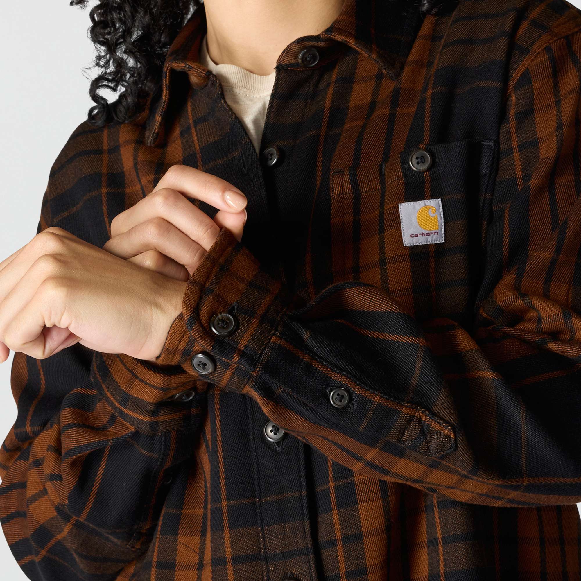 Women's tencel™ fiber series loose fit twill plaid shirt
