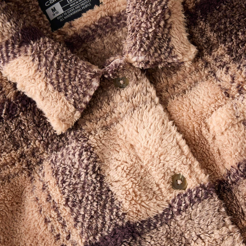 Women's loose fit plaid fleece jacket