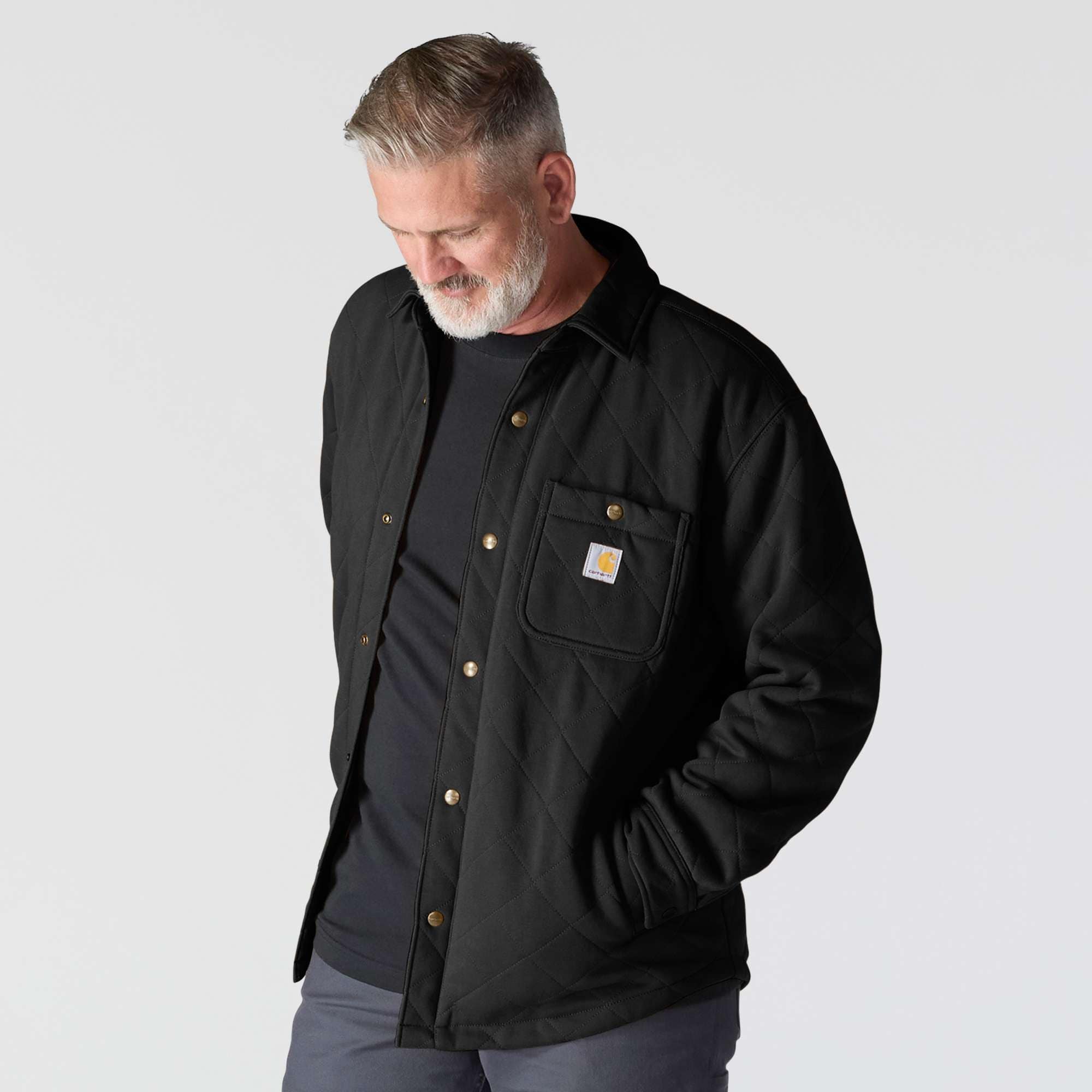 Rain defender® loose fit heavyweight quilted snap front shirt jac
