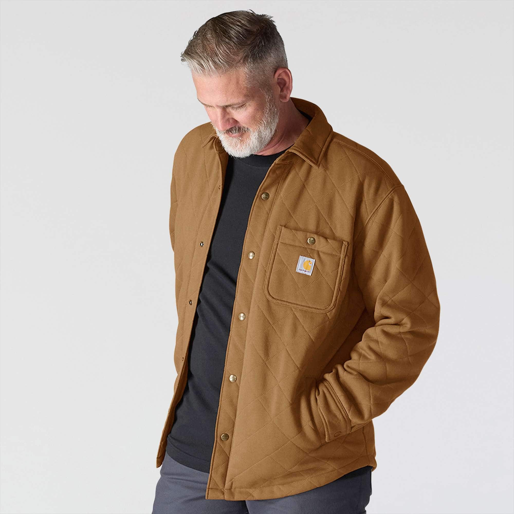 Rain defender® loose fit heavyweight quilted snap front shirt jac