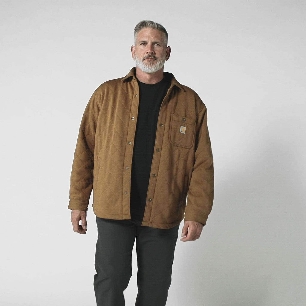 Rain defender® loose fit heavyweight quilted snap front shirt jac