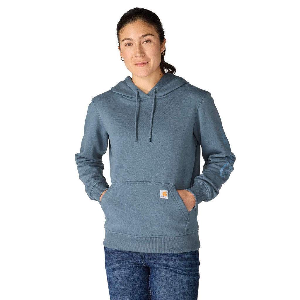 Women's sawyer script logo sleeve hoodie