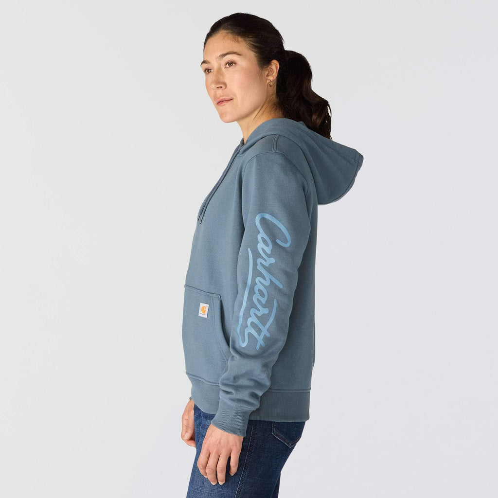 Women's sawyer script logo sleeve hoodie