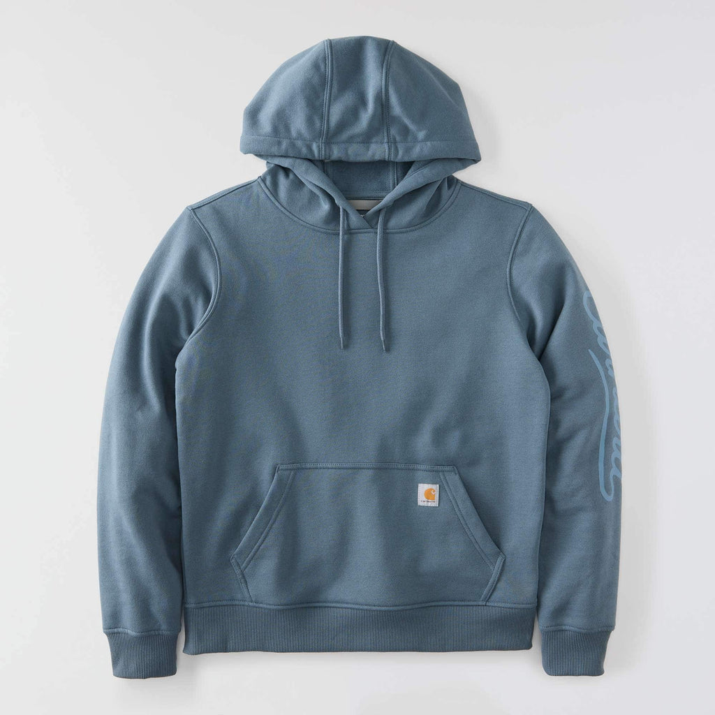 Women's sawyer script logo sleeve hoodie